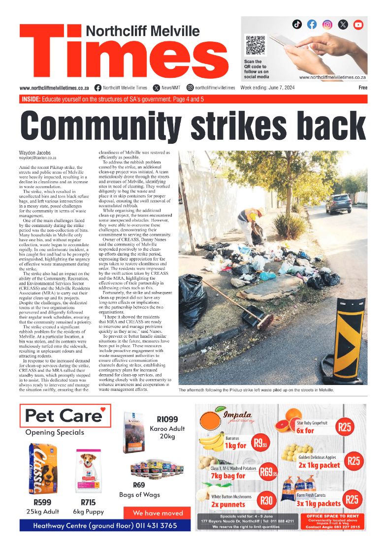 Northcliff Melville Times 07 June 2024 page 1