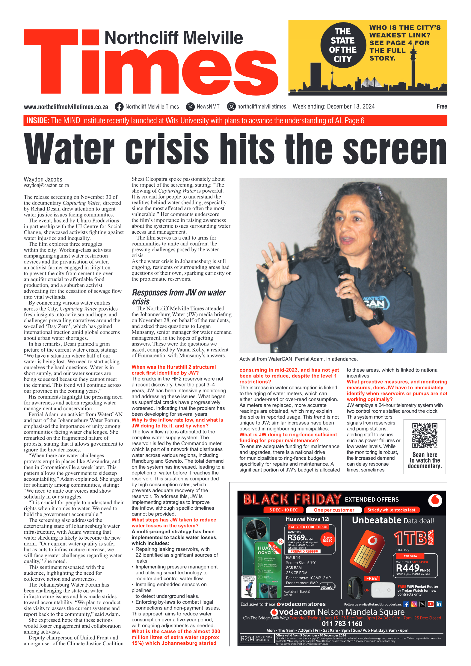 Northcliff Melville Times 13 December 2024 page 1