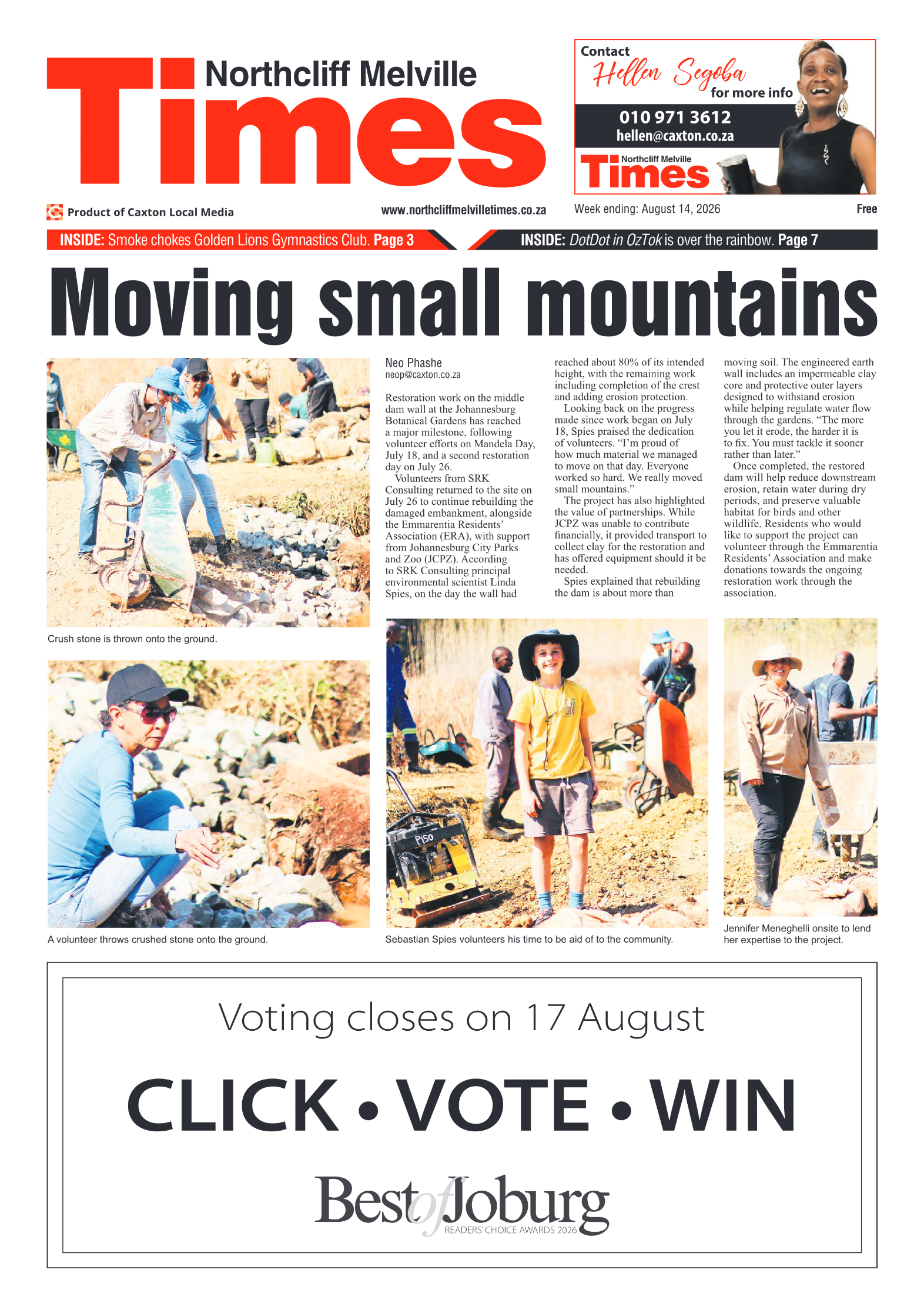 Northcliff Melville Times 14 August 2026 page 1