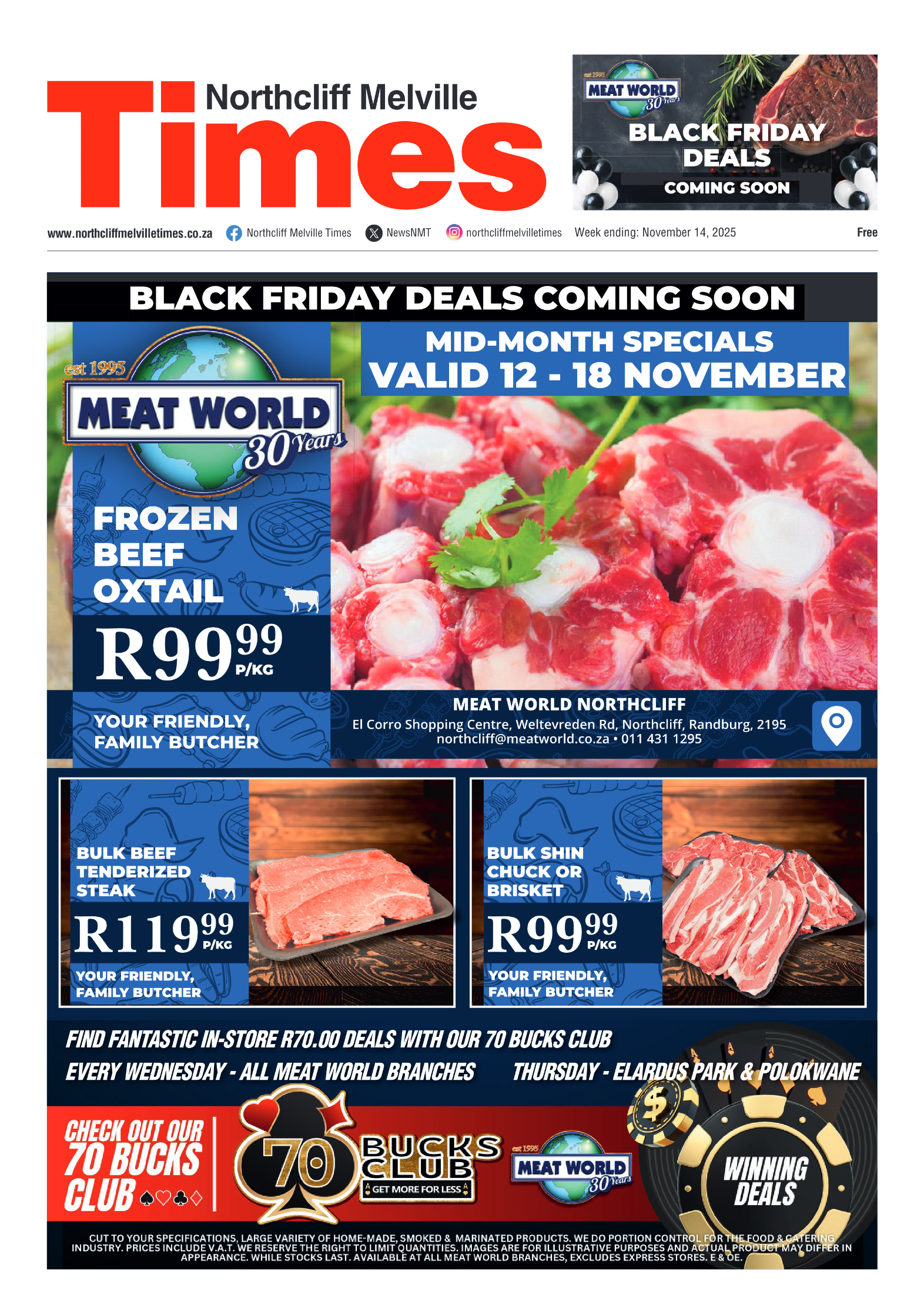Northcliff Melville Times 14 November 2025 page 1