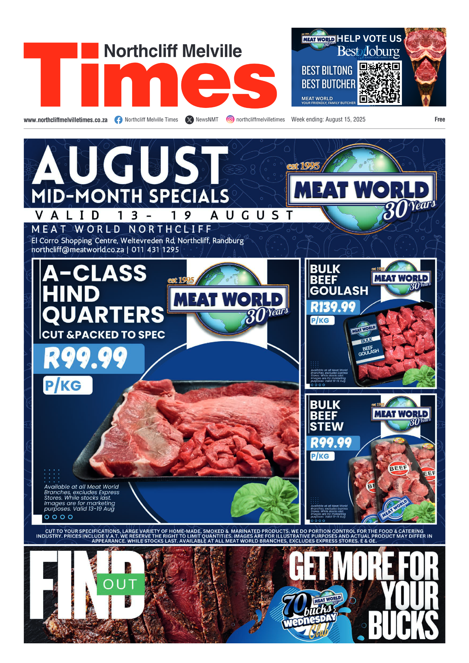 Northcliff Melville Times 15 August 2025 page 1