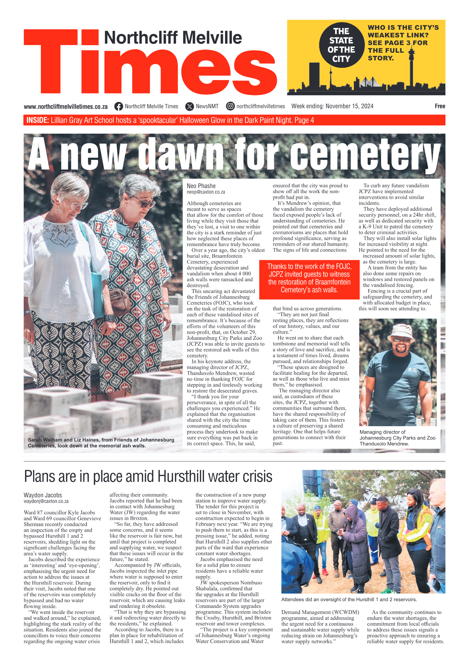 Northcliff Melville Times 15 November 2024 page 1