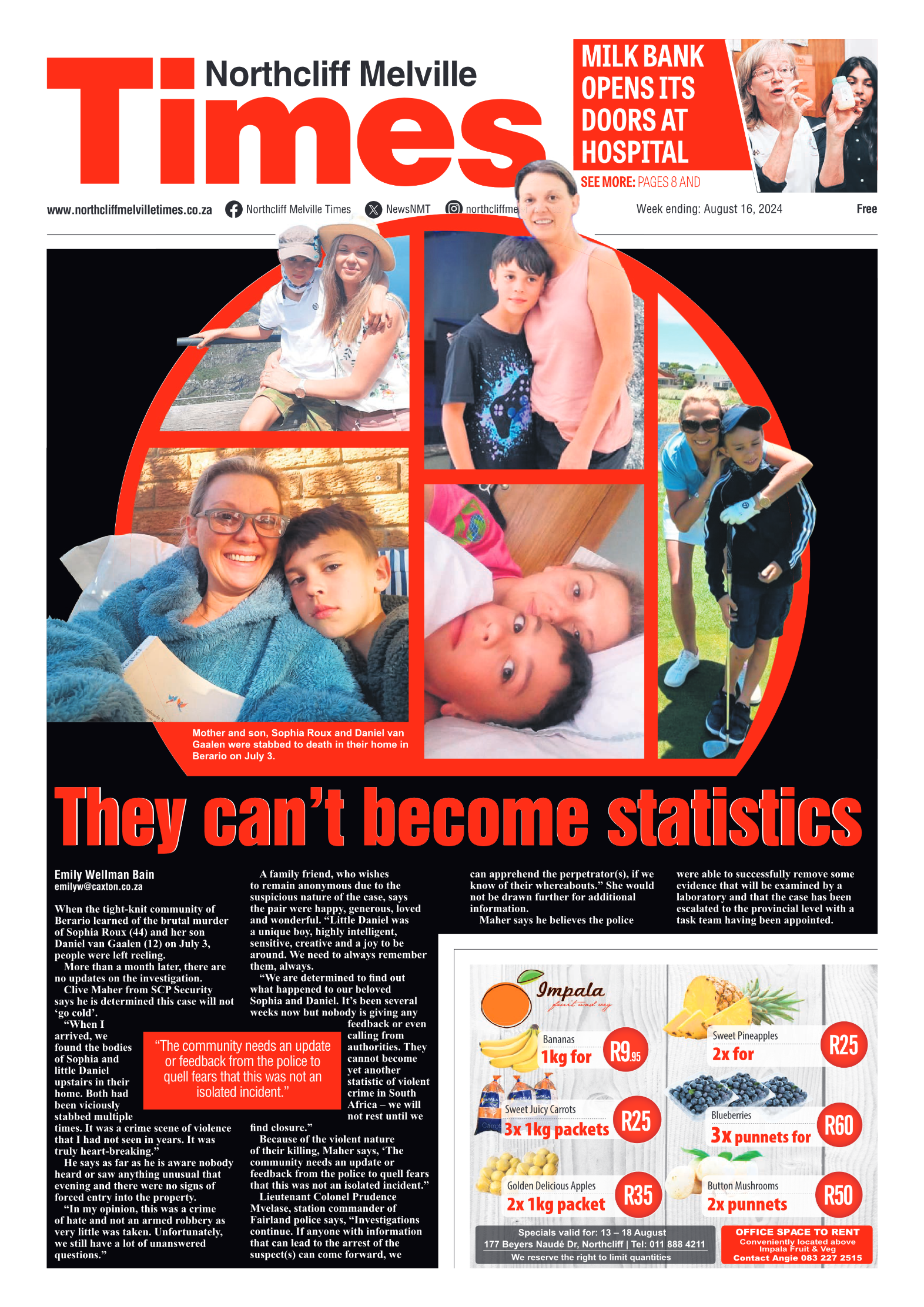 Northcliff Melville Times 16 August 2024 page 1