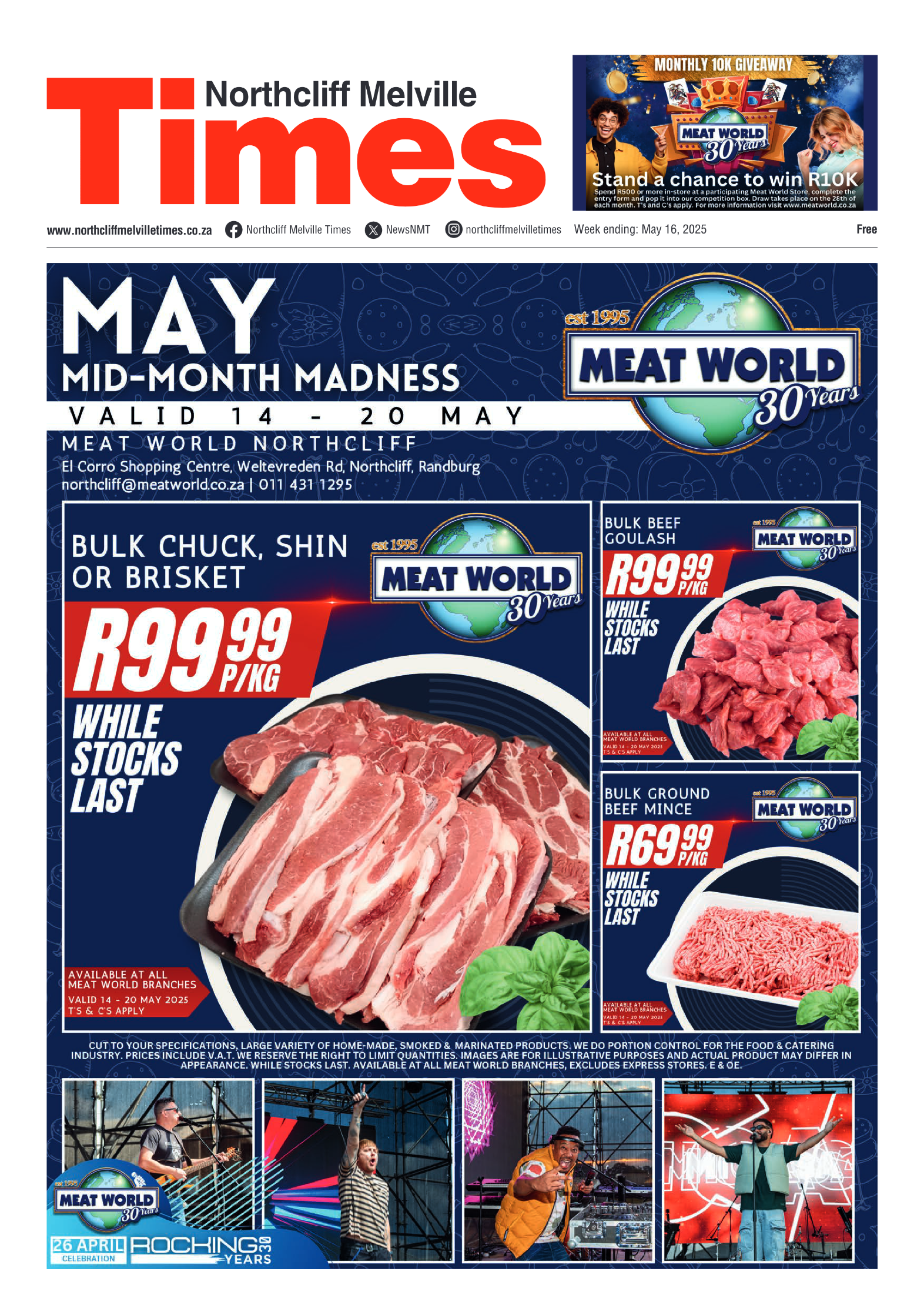 Northcliff Melville Times 16 May 2025 page 1