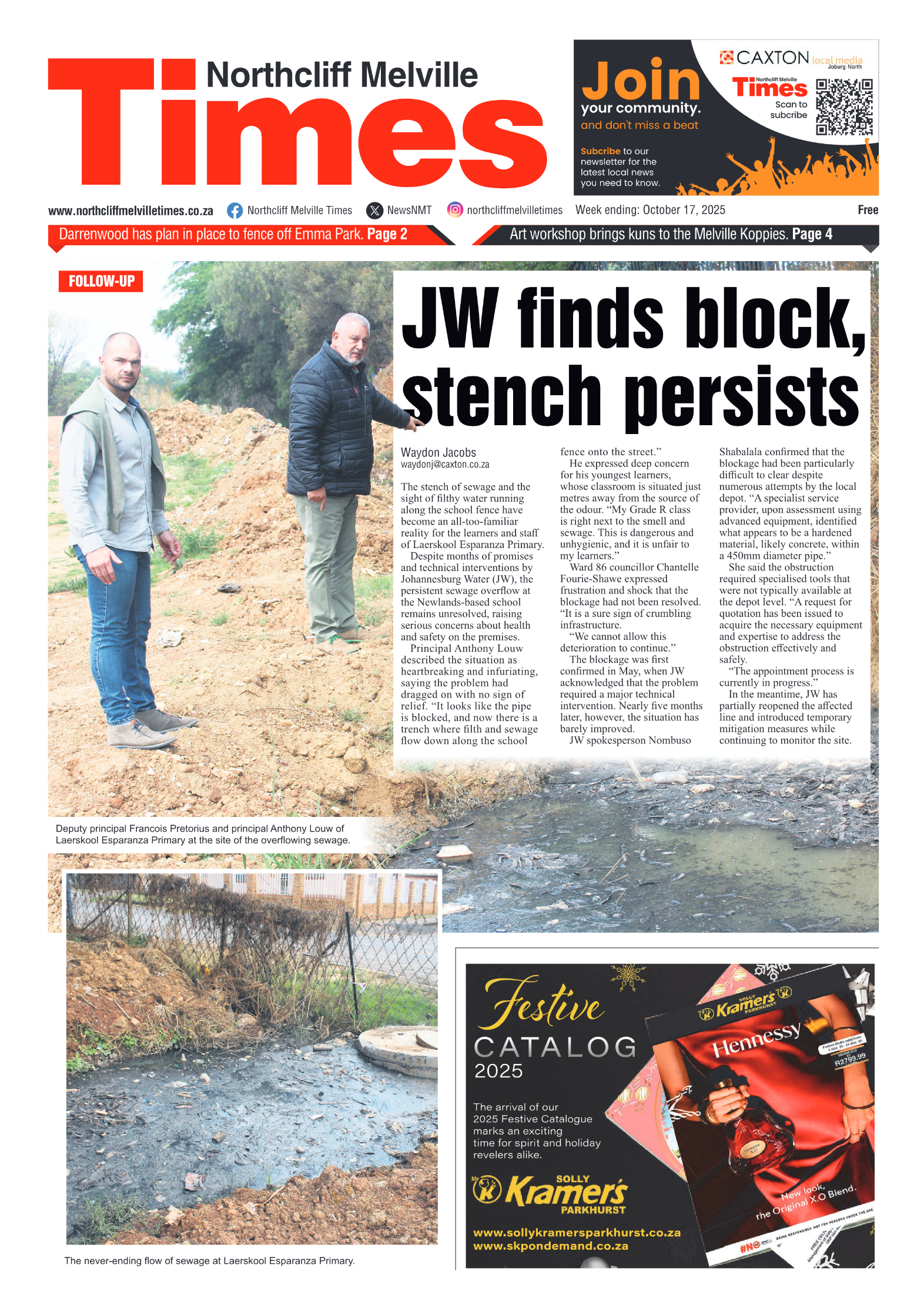 Northcliff Melville Times 17 October 2025 page 1