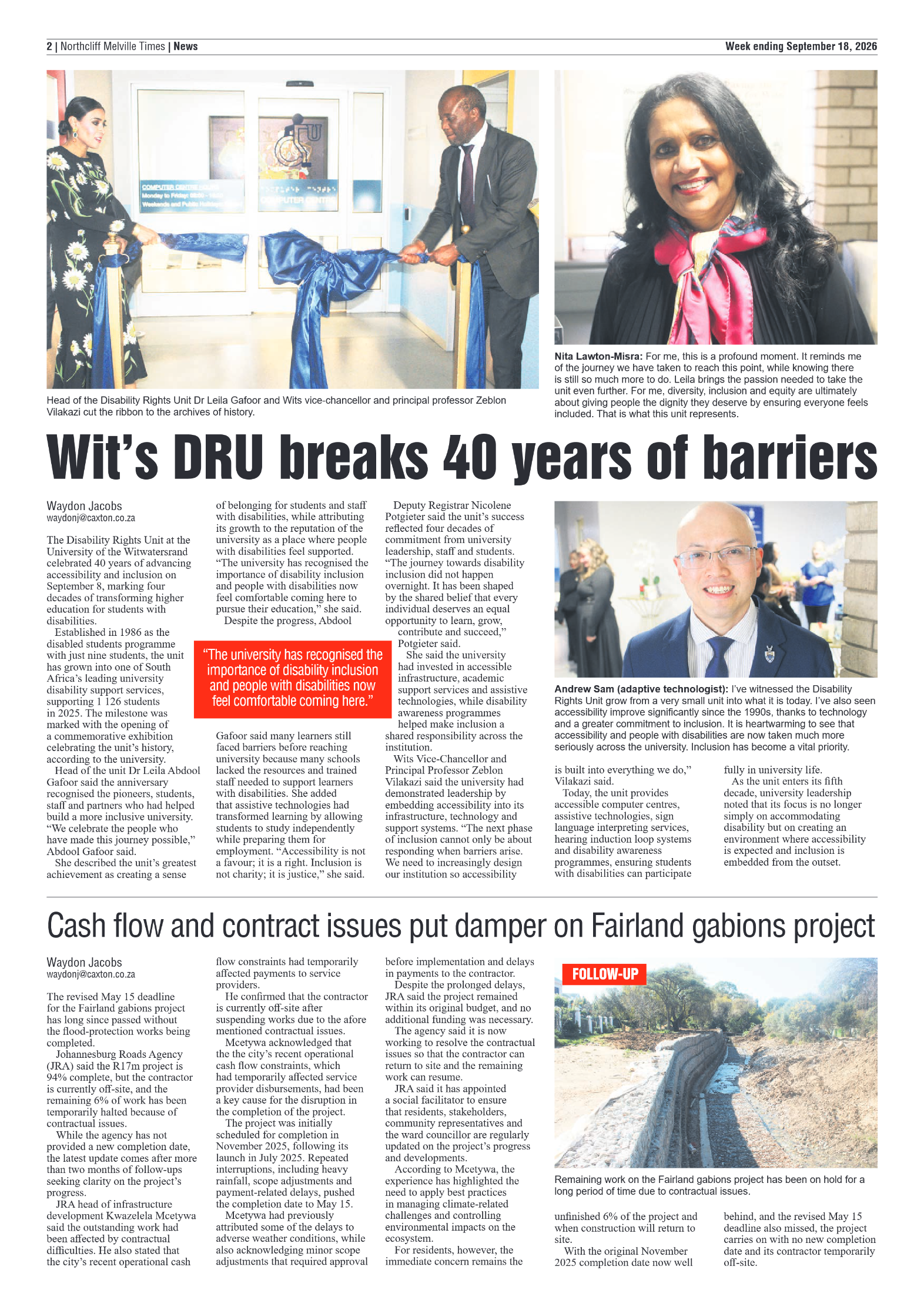 Northcliff Melville Times 18 September 2026 page 2