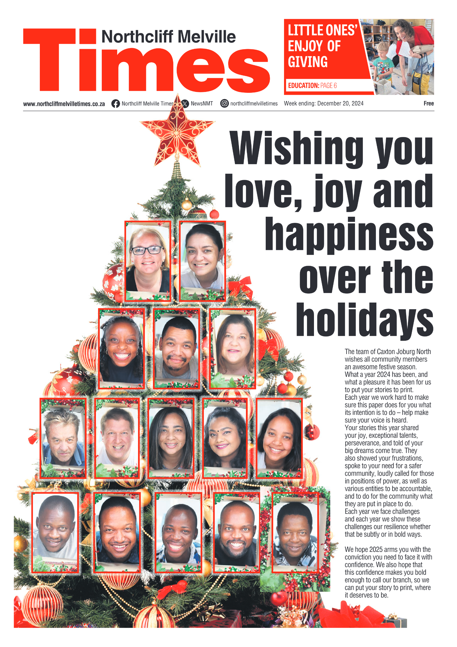 Northcliff Melville Times 20 December 2024 page 1
