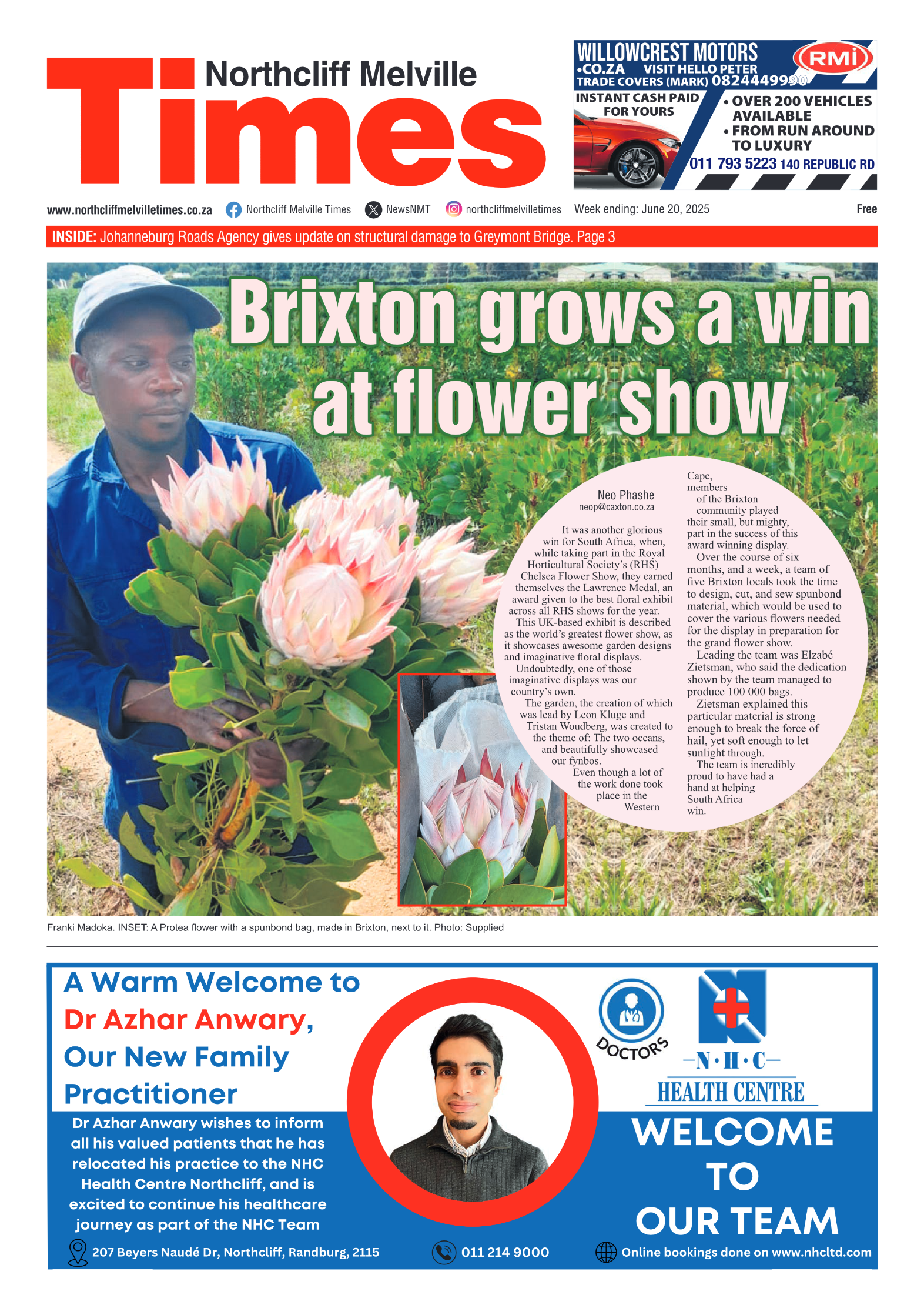 Northcliff Melville Times 20 June 2025 page 1