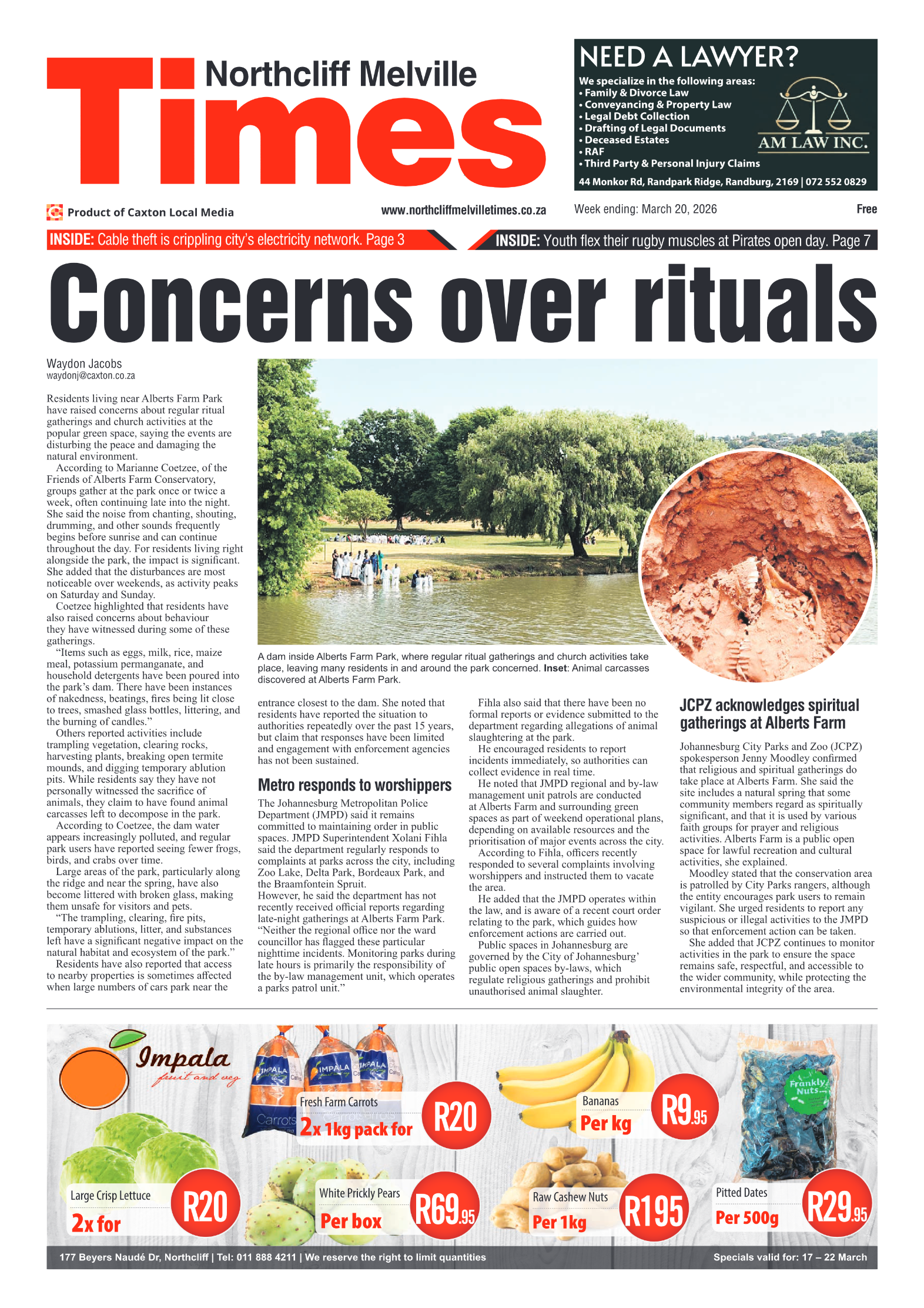 Northcliff Melville Times 20 March 2026 page 1