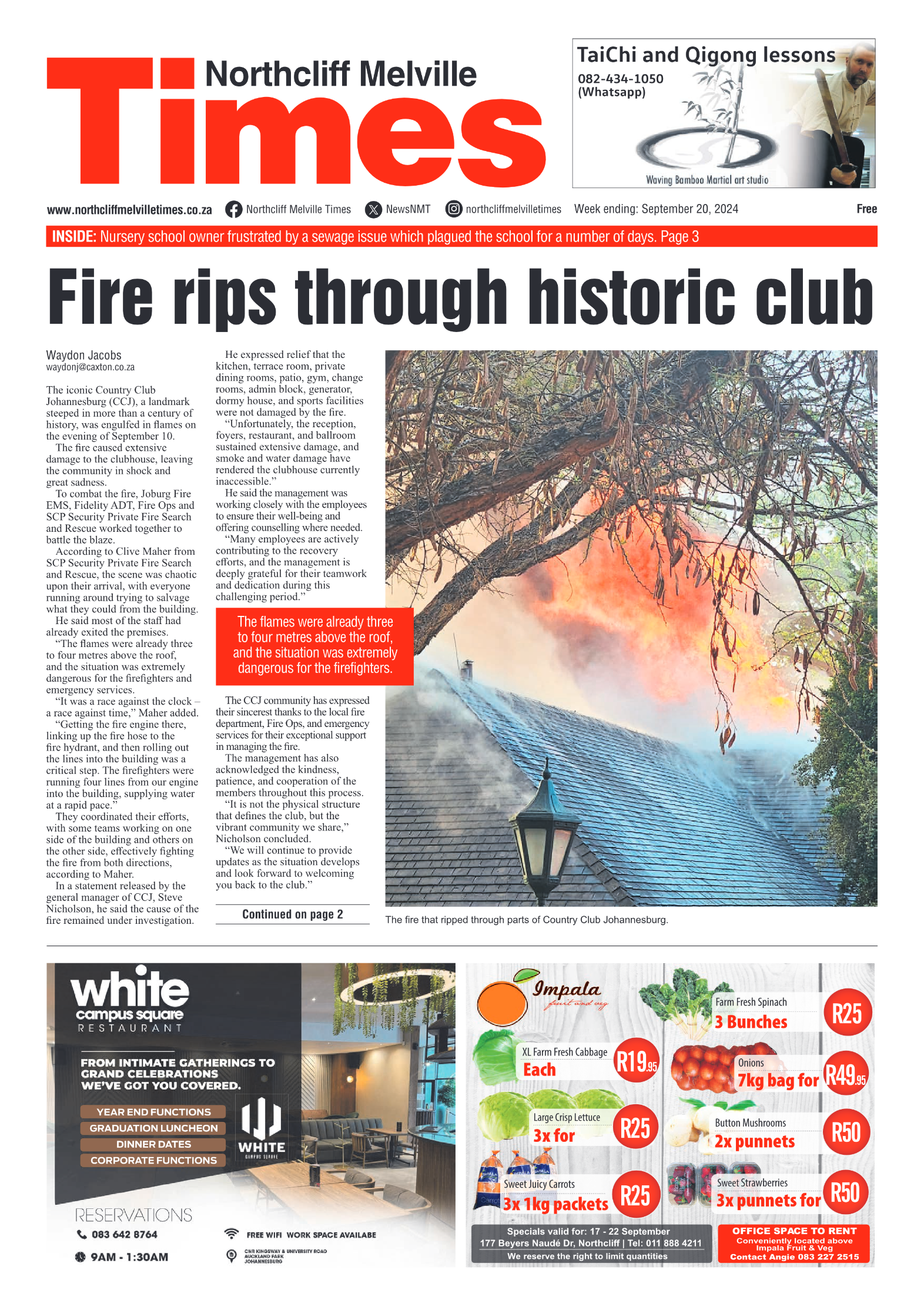 Northcliff Melville Times 20 September 2024 page 1