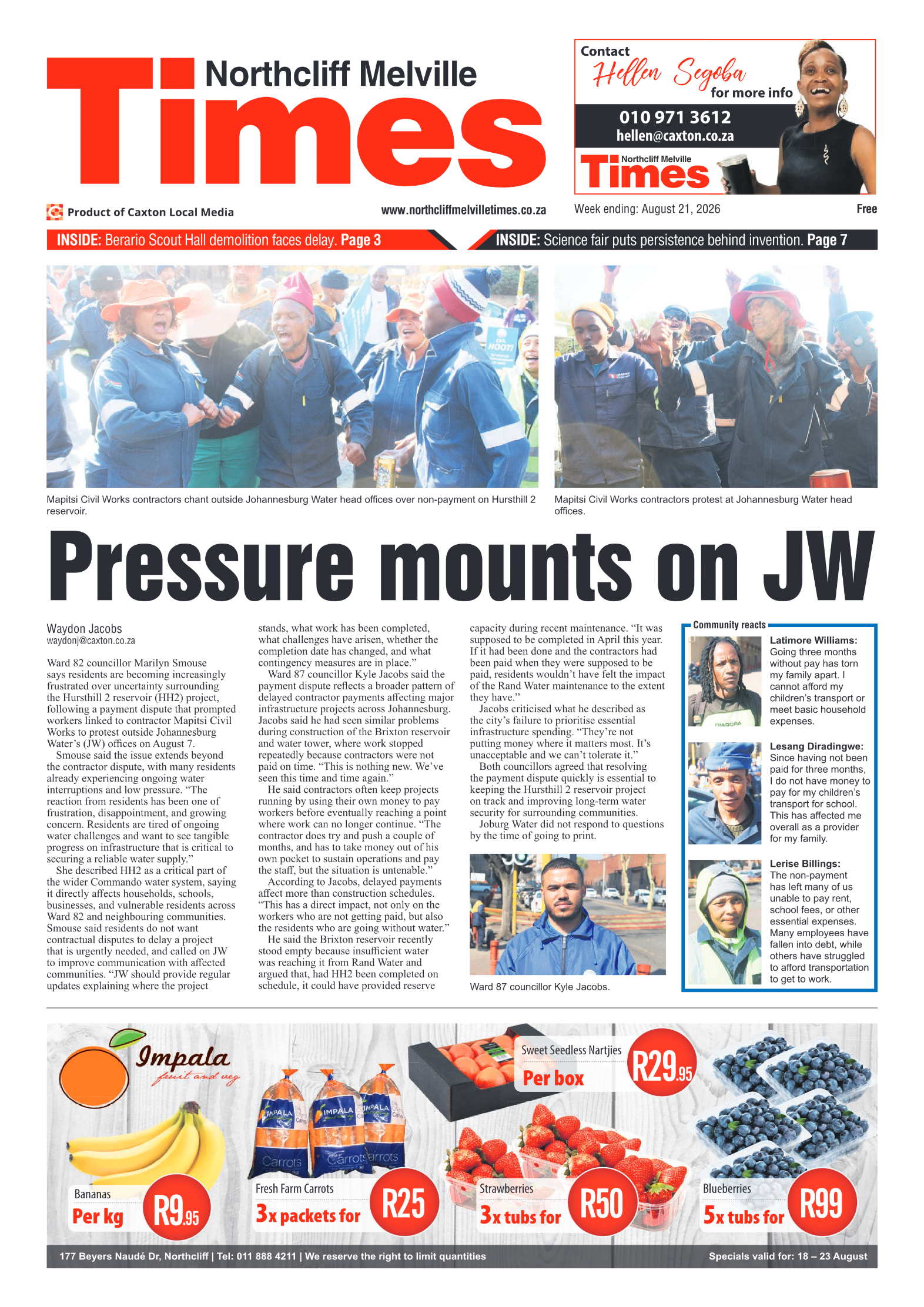 Northcliff Melville Times 21 August 2026 page 1