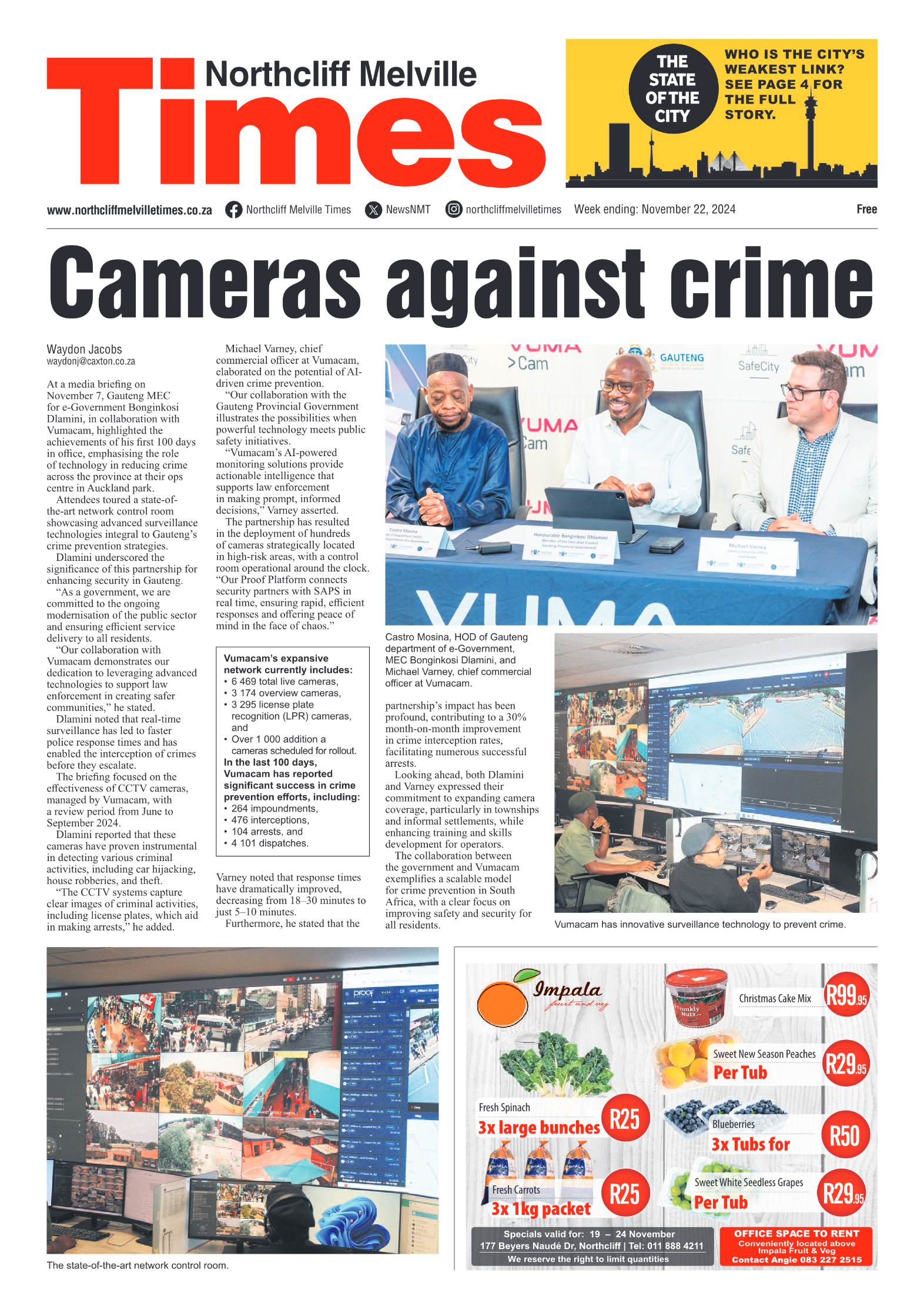 Northcliff Melville Times 22 November 2024 page 1