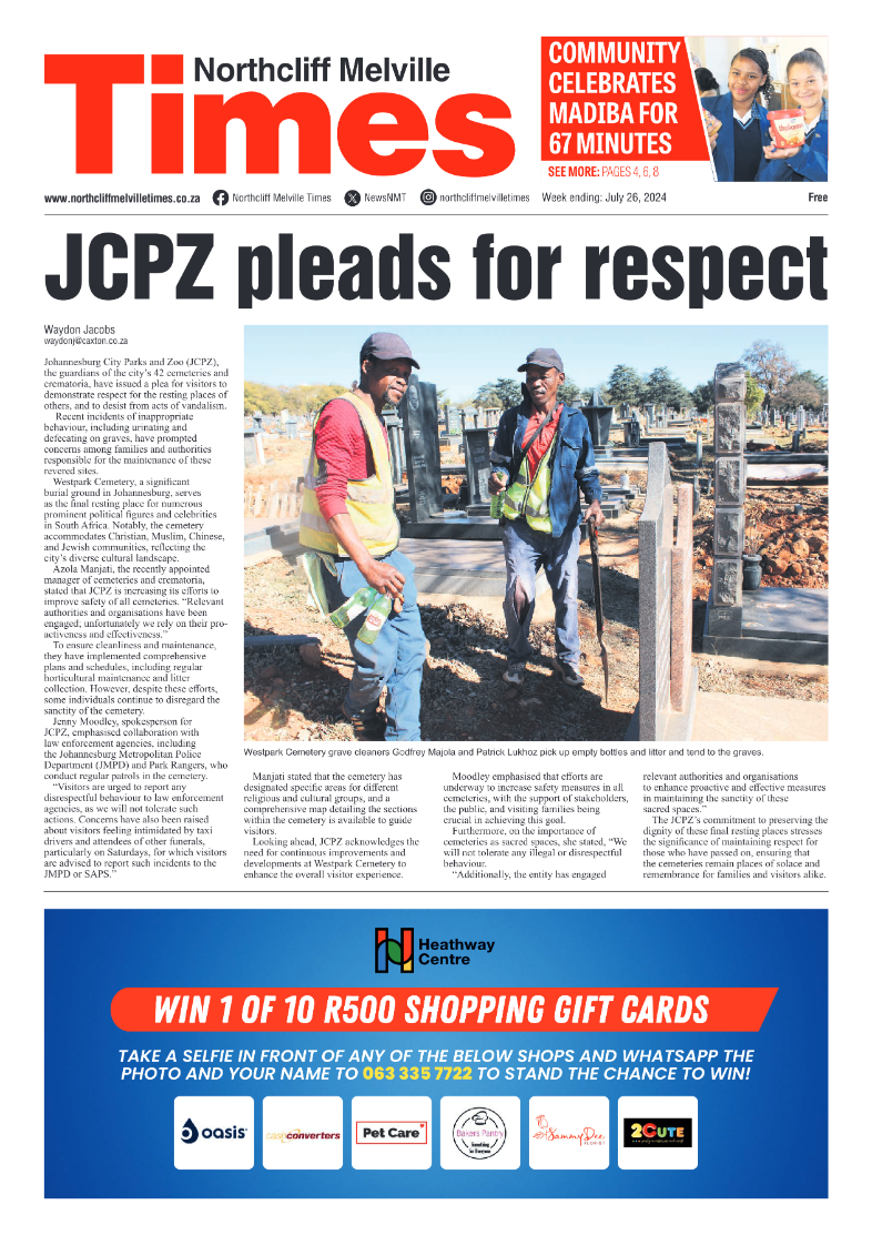 Northcliff Melville Times 26 July 2024 page 1