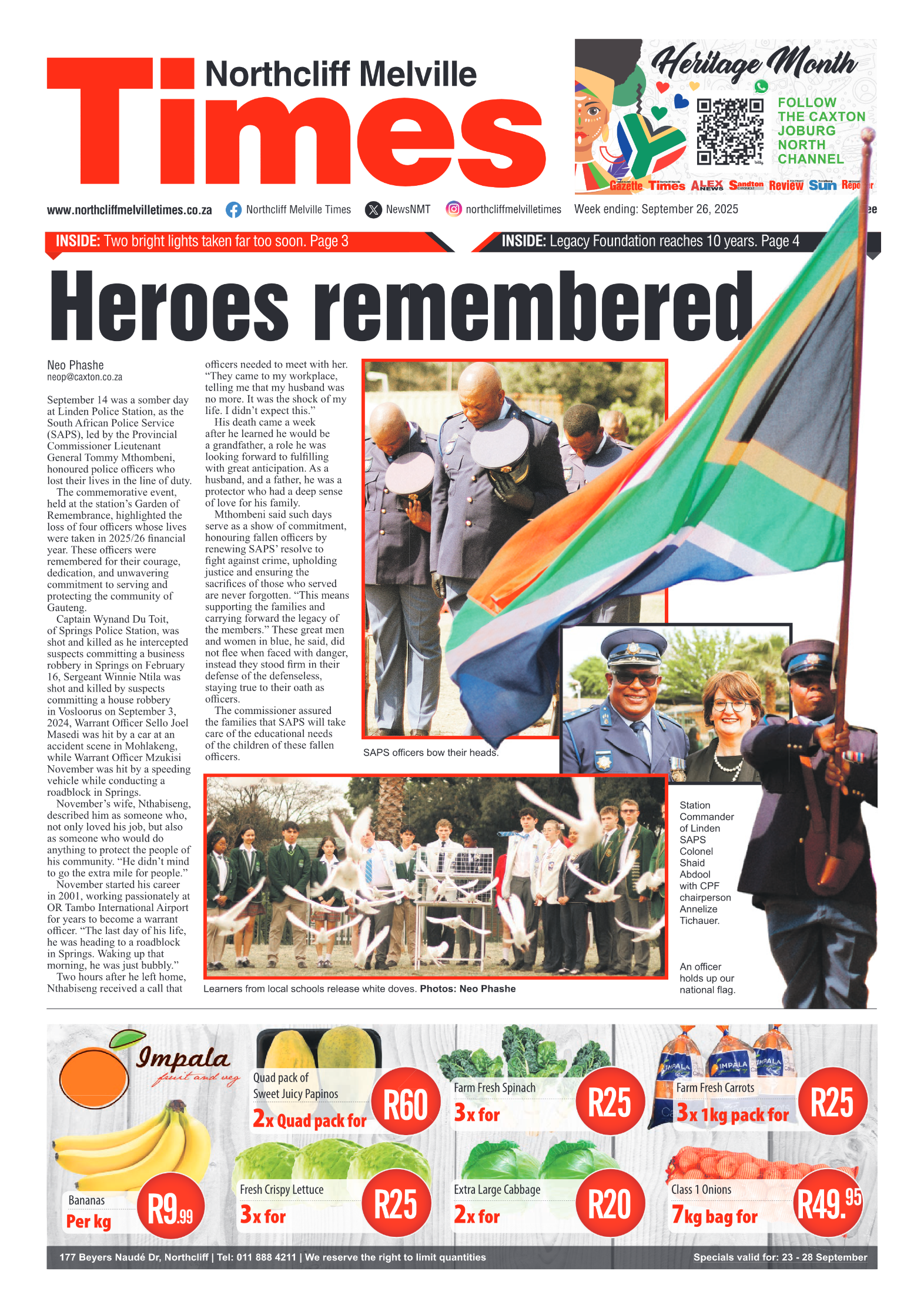 Northcliff Melville Times 26 September 2025 page 1