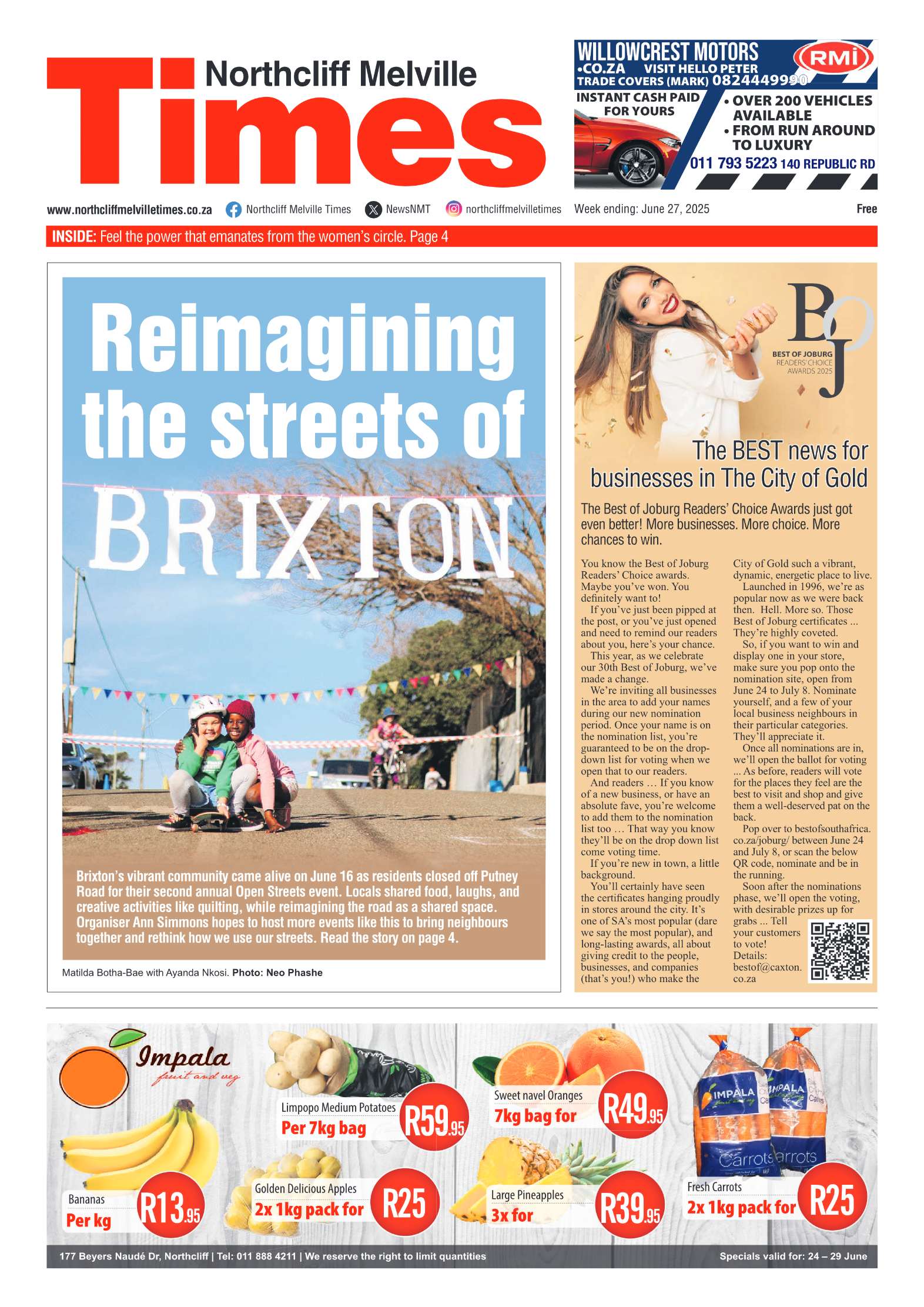 Northcliff Melville Times 27 June 2025 page 1
