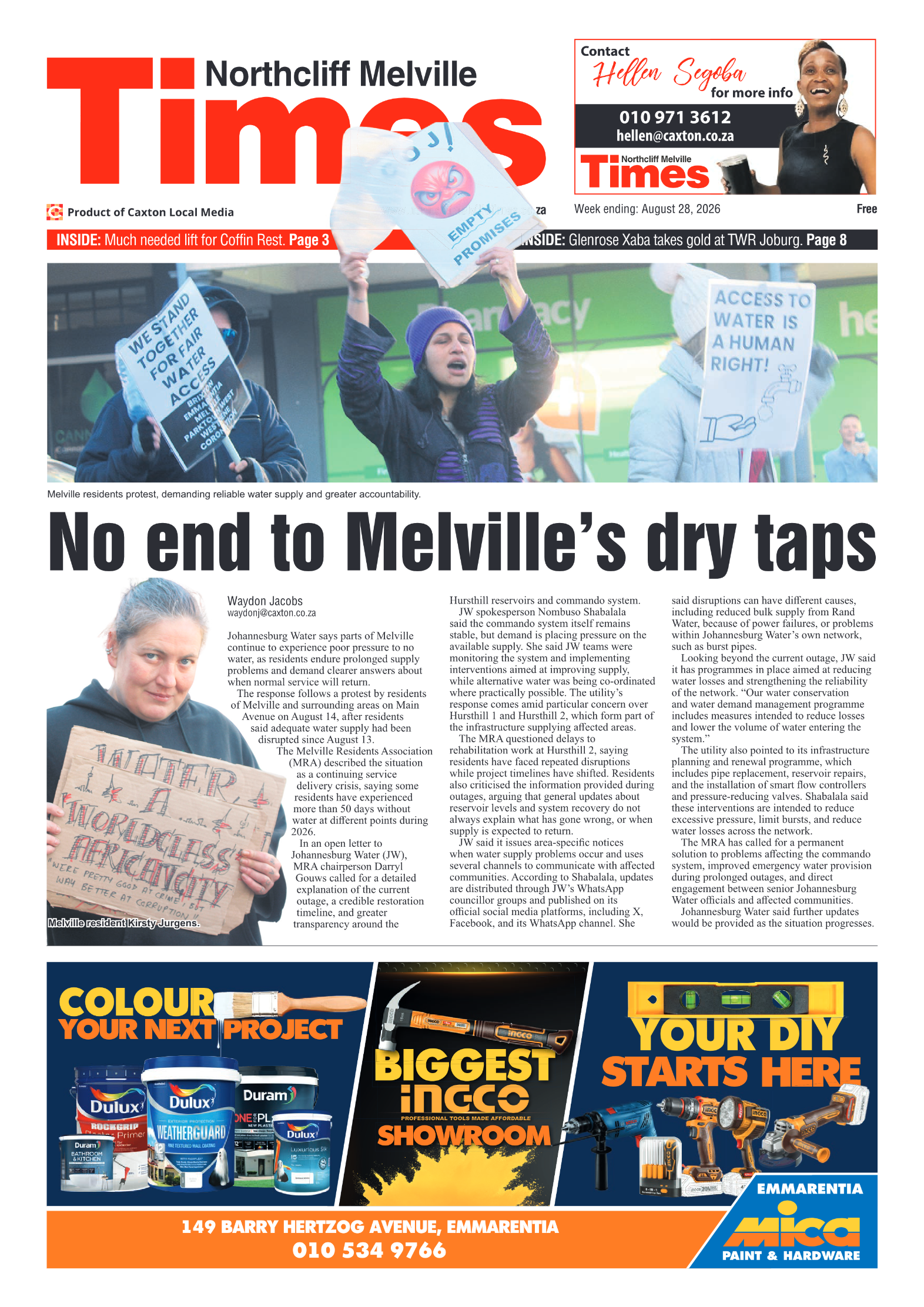 Northcliff Melville Times 28 August 2026 page 1