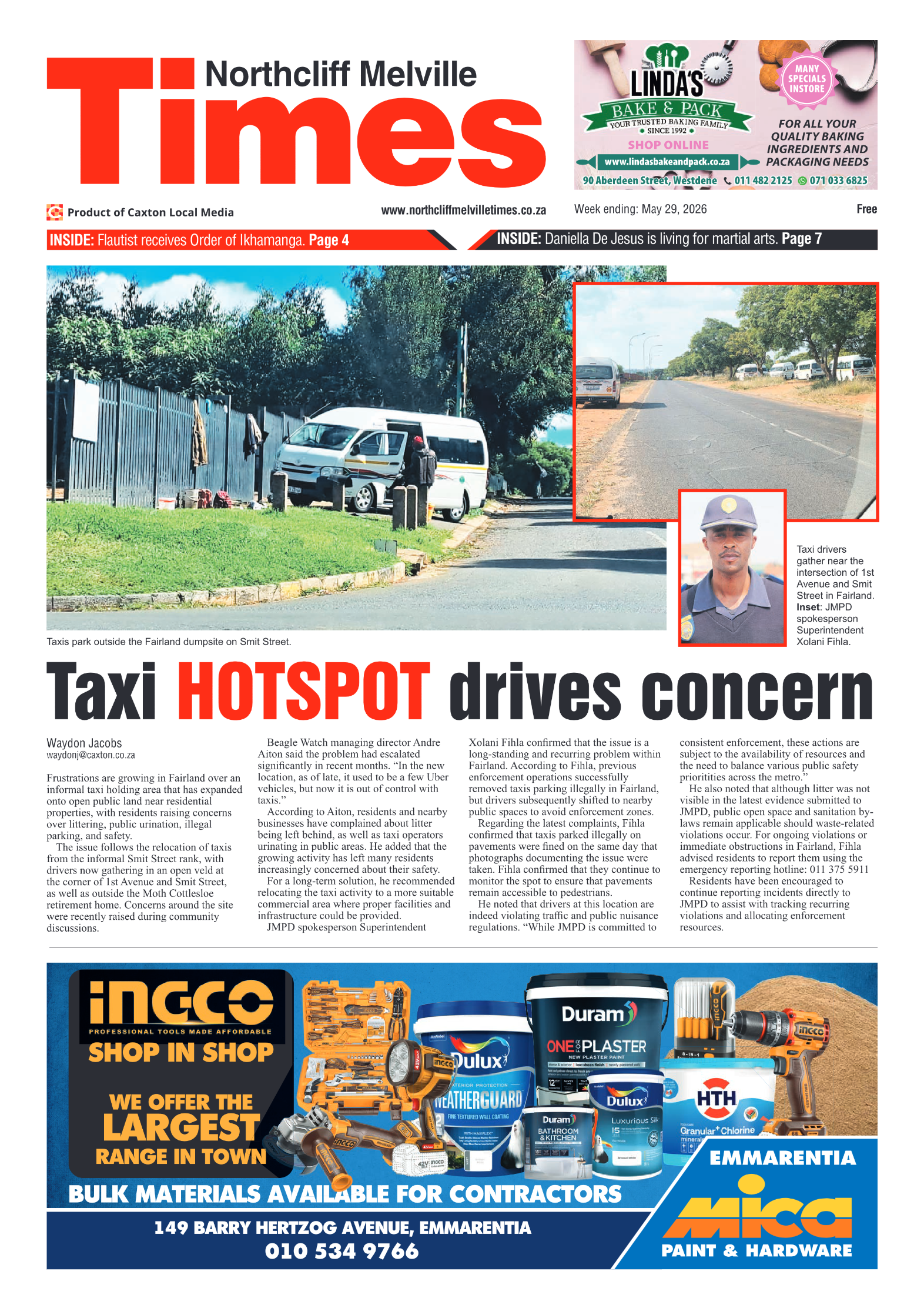 Northcliff Melville Times 29 May 2026 page 1