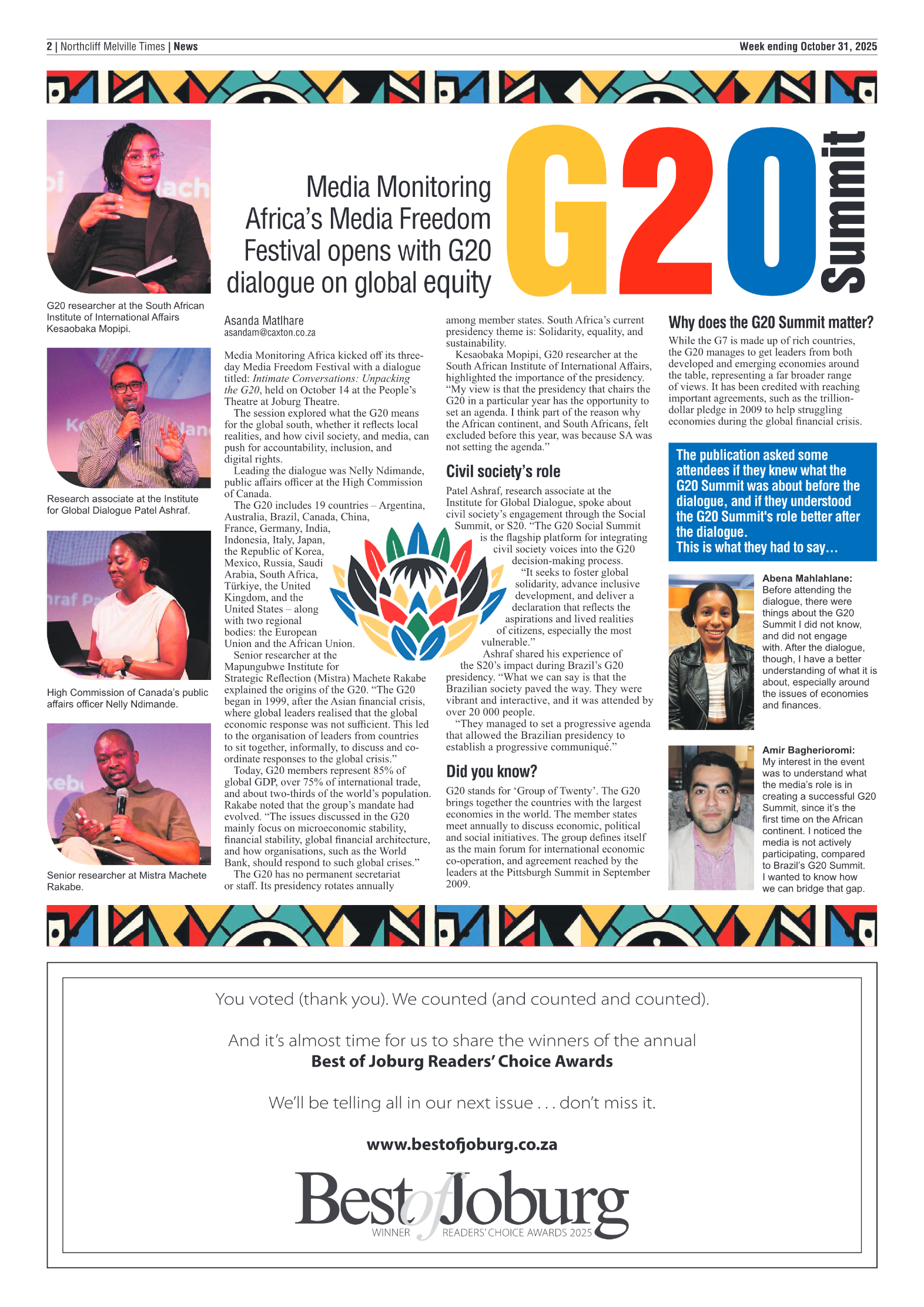 Northcliff Melville Times 31 October 2025 page 2