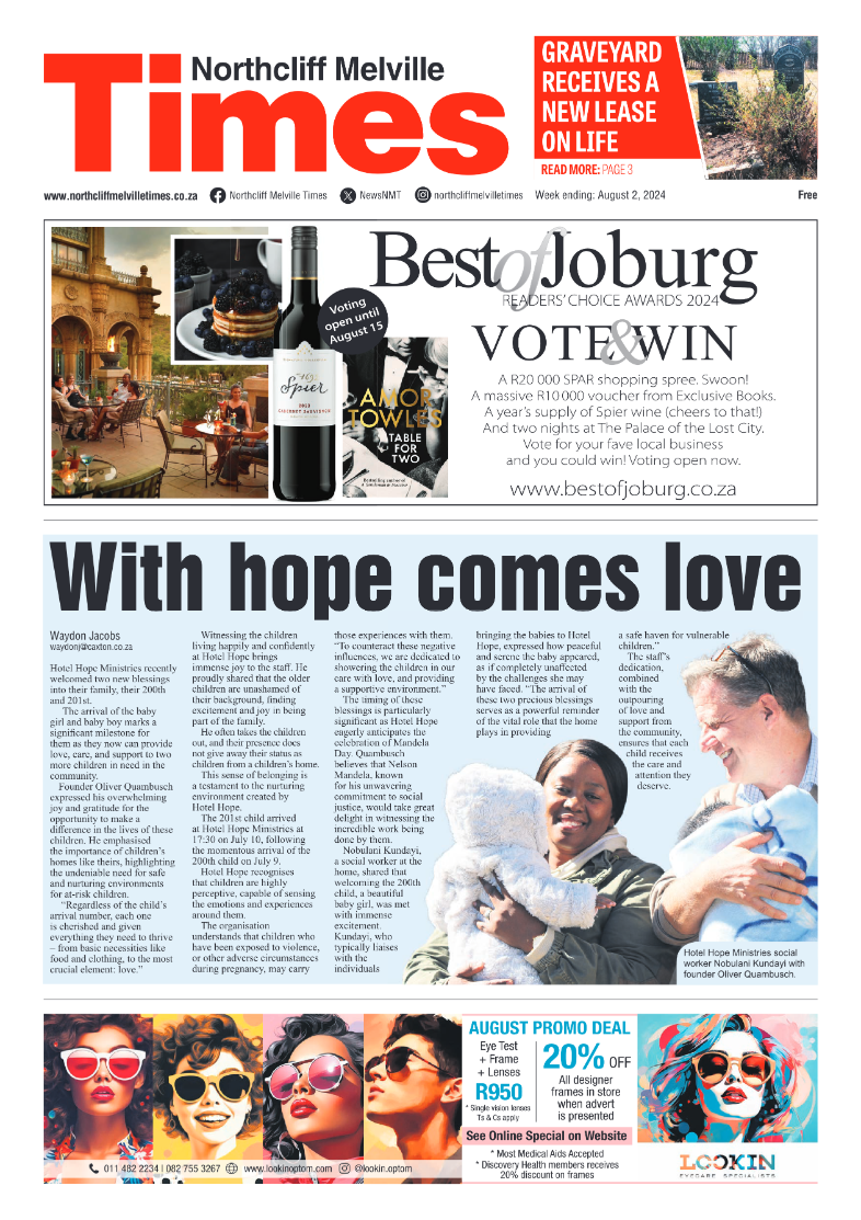 Northcliff Melville Times 2 August 2024 page 1