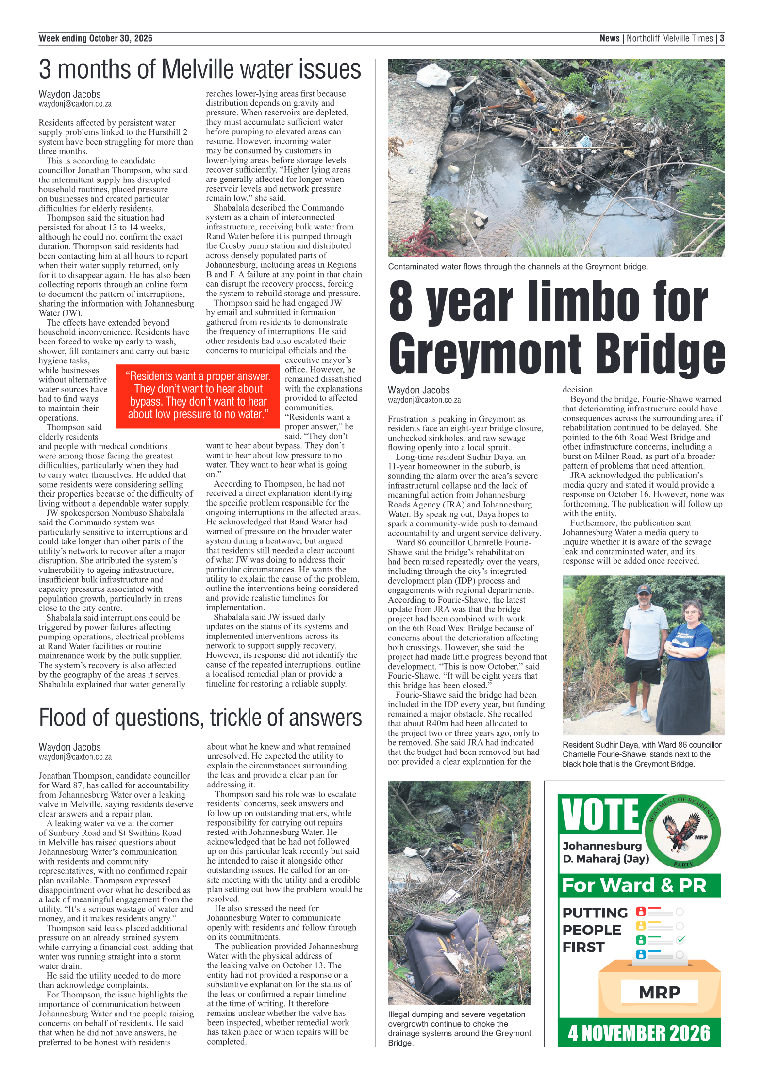 Northcliff Melville Times 30 October 2026 page 3