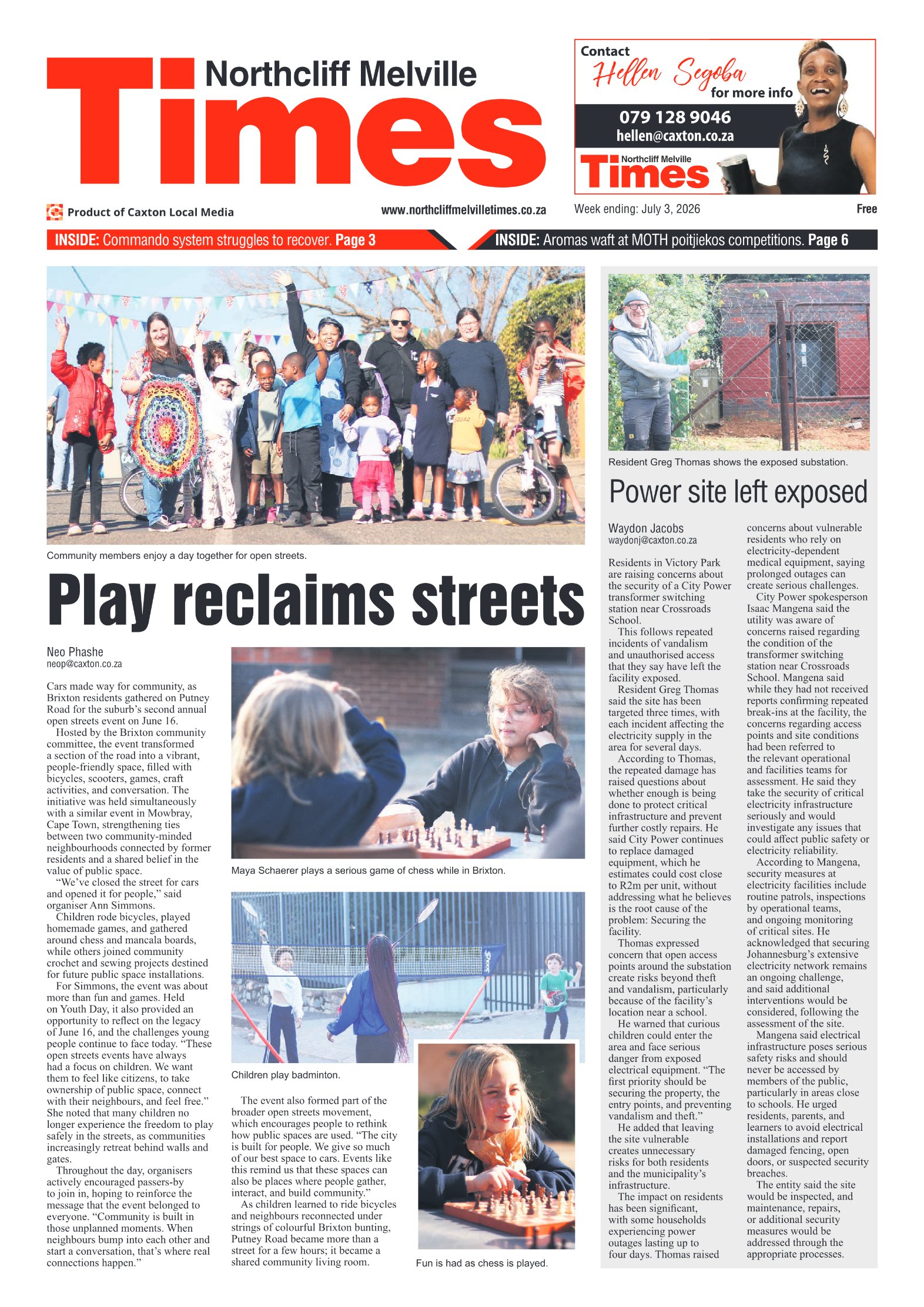 Northcliff Melville Times 3 July 2026 page 1
