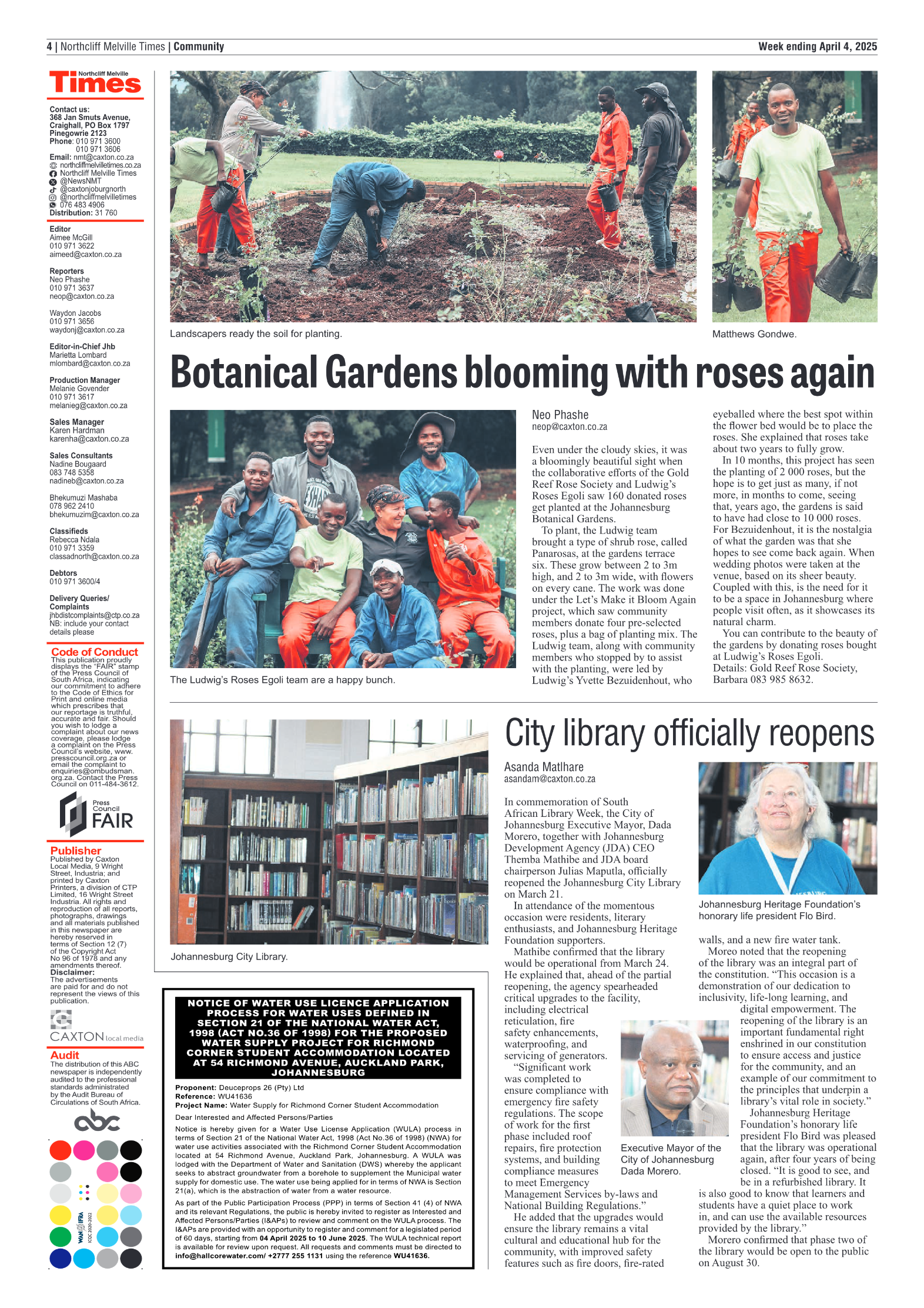 Northcliff Melville Times 4 April 2025 page 4