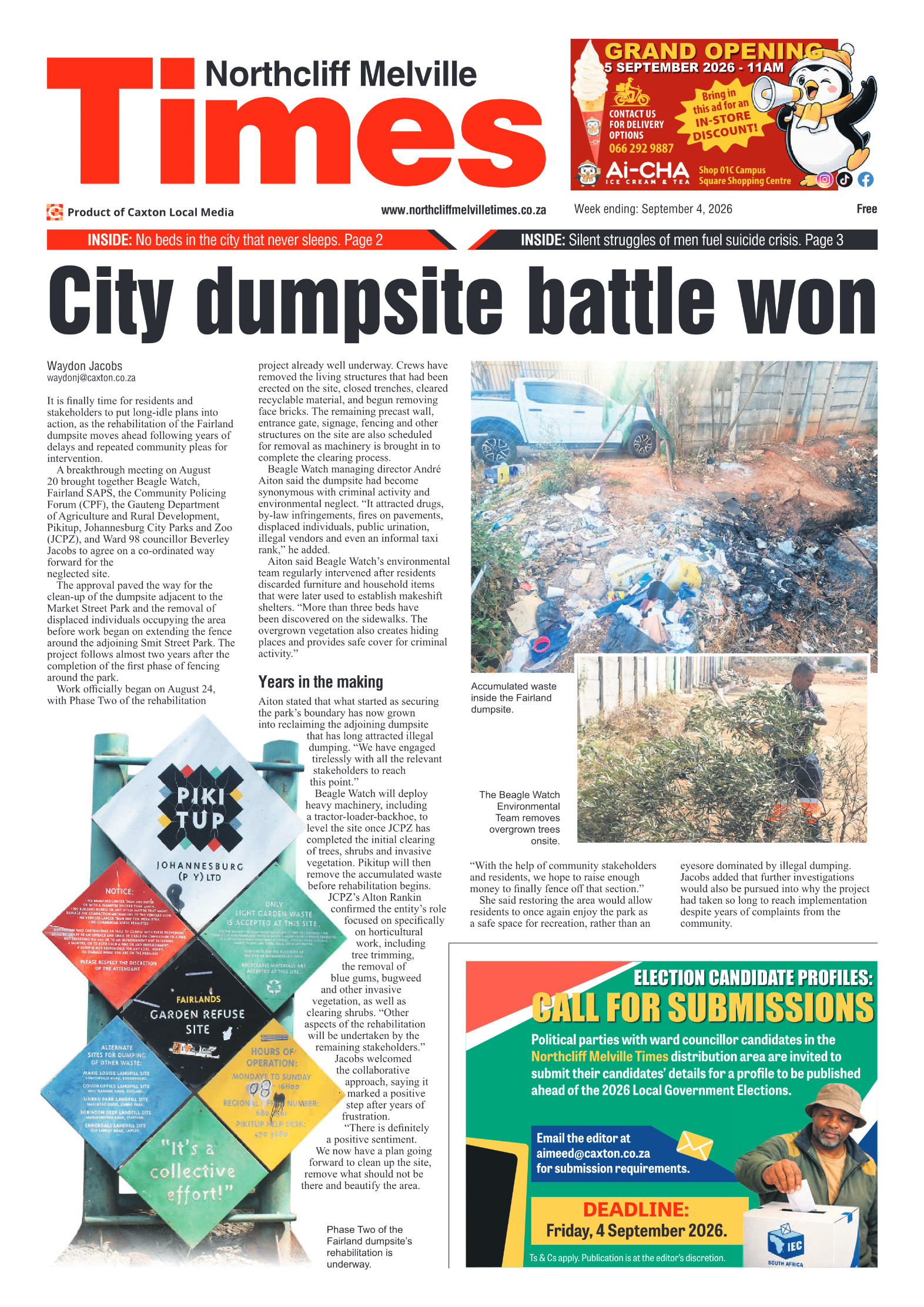 Northcliff Melville Times 4 September 2026 page 1