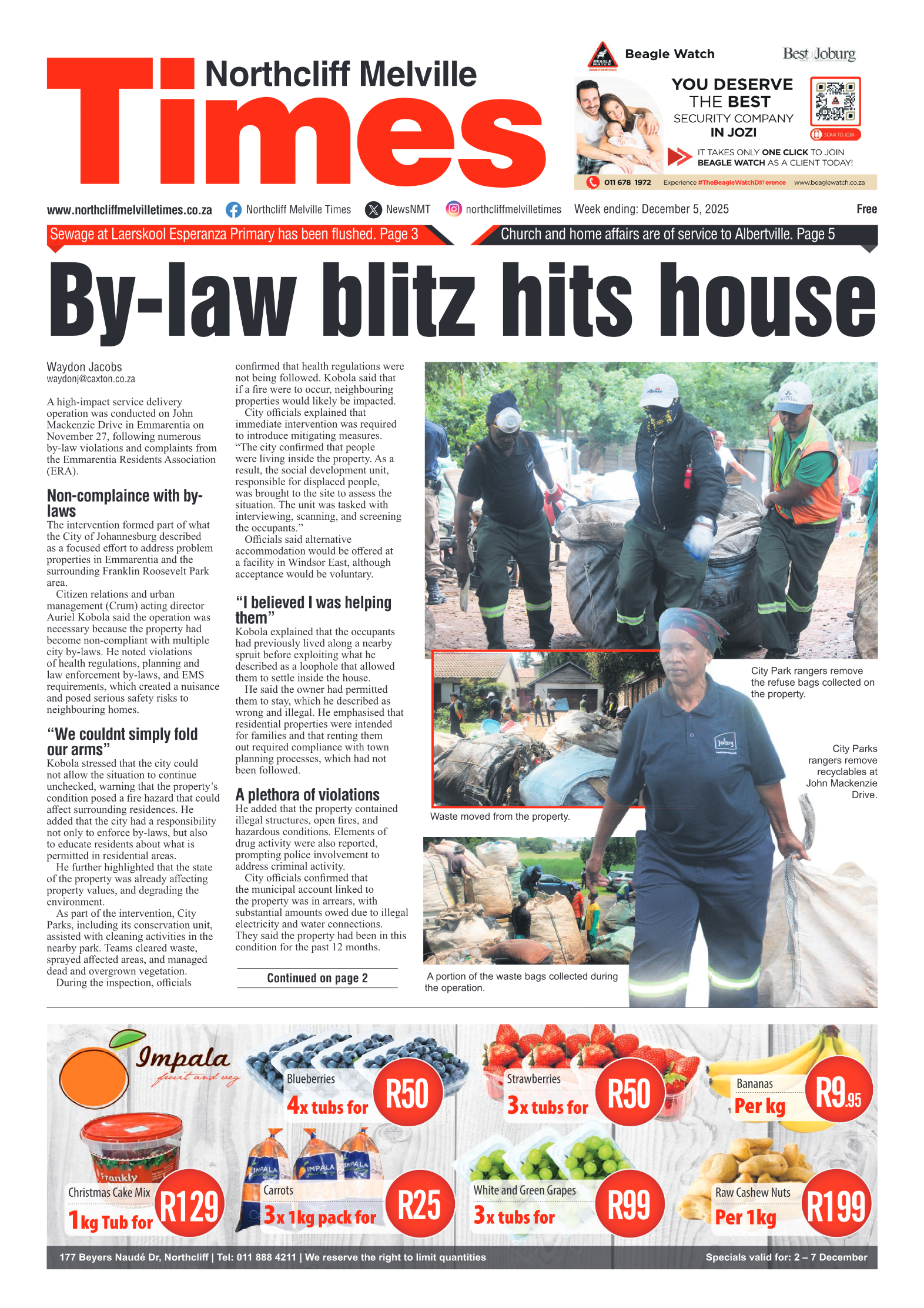 Northcliff Melville Times 5 December 2025 page 1