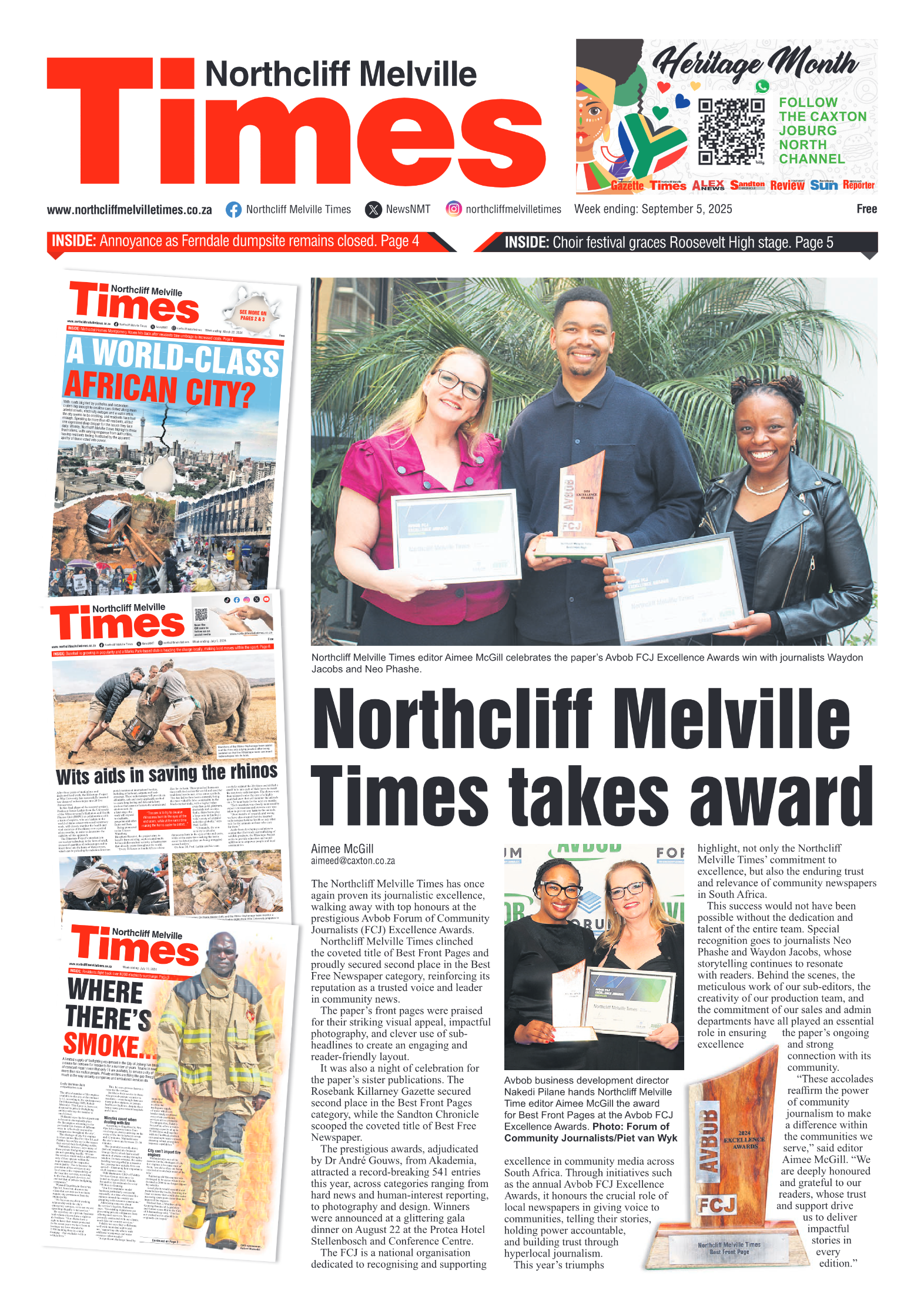 Northcliff Melville Times 5 September 2025 page 1