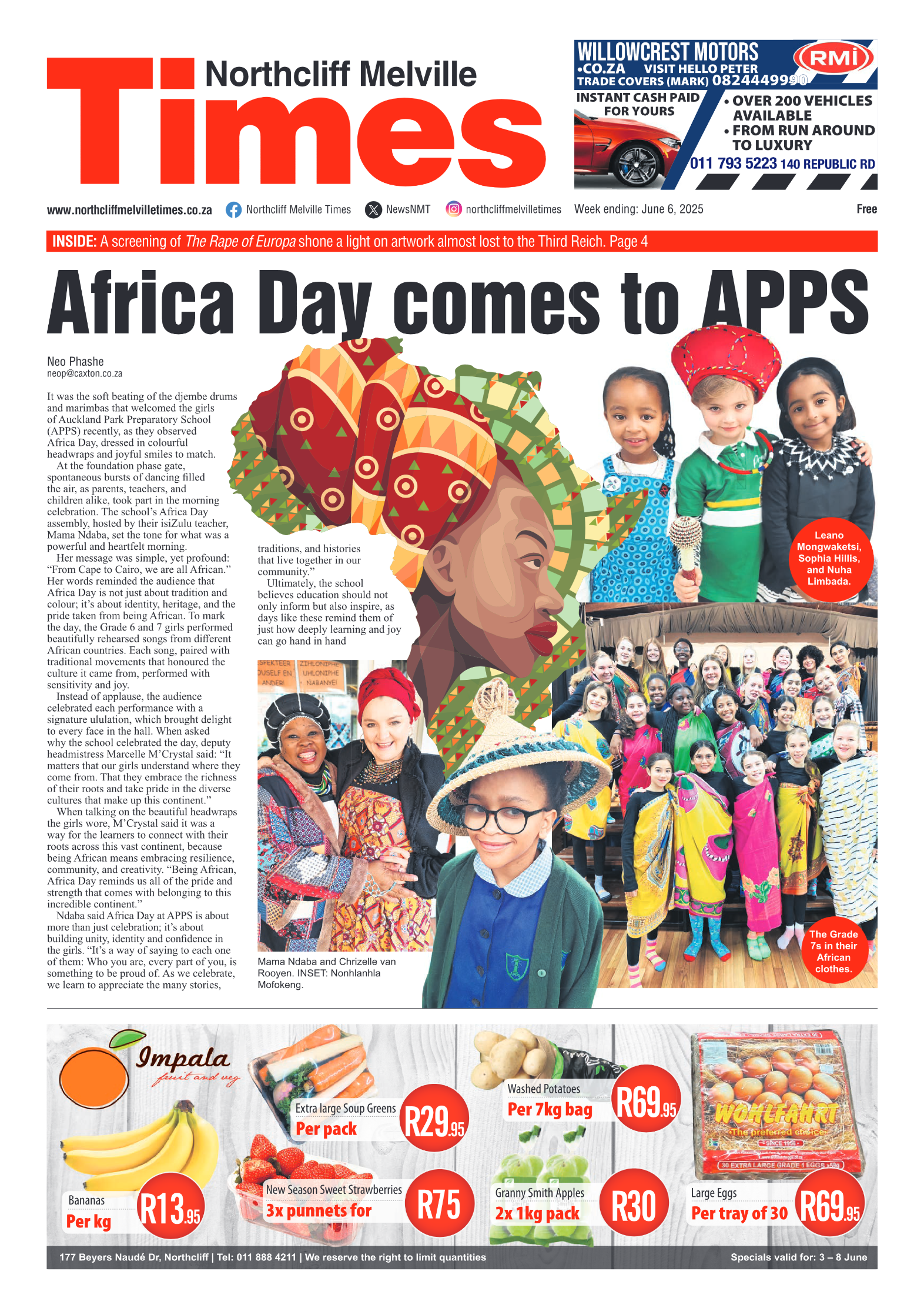 Northcliff Melville Times 6 June 2025 page 1