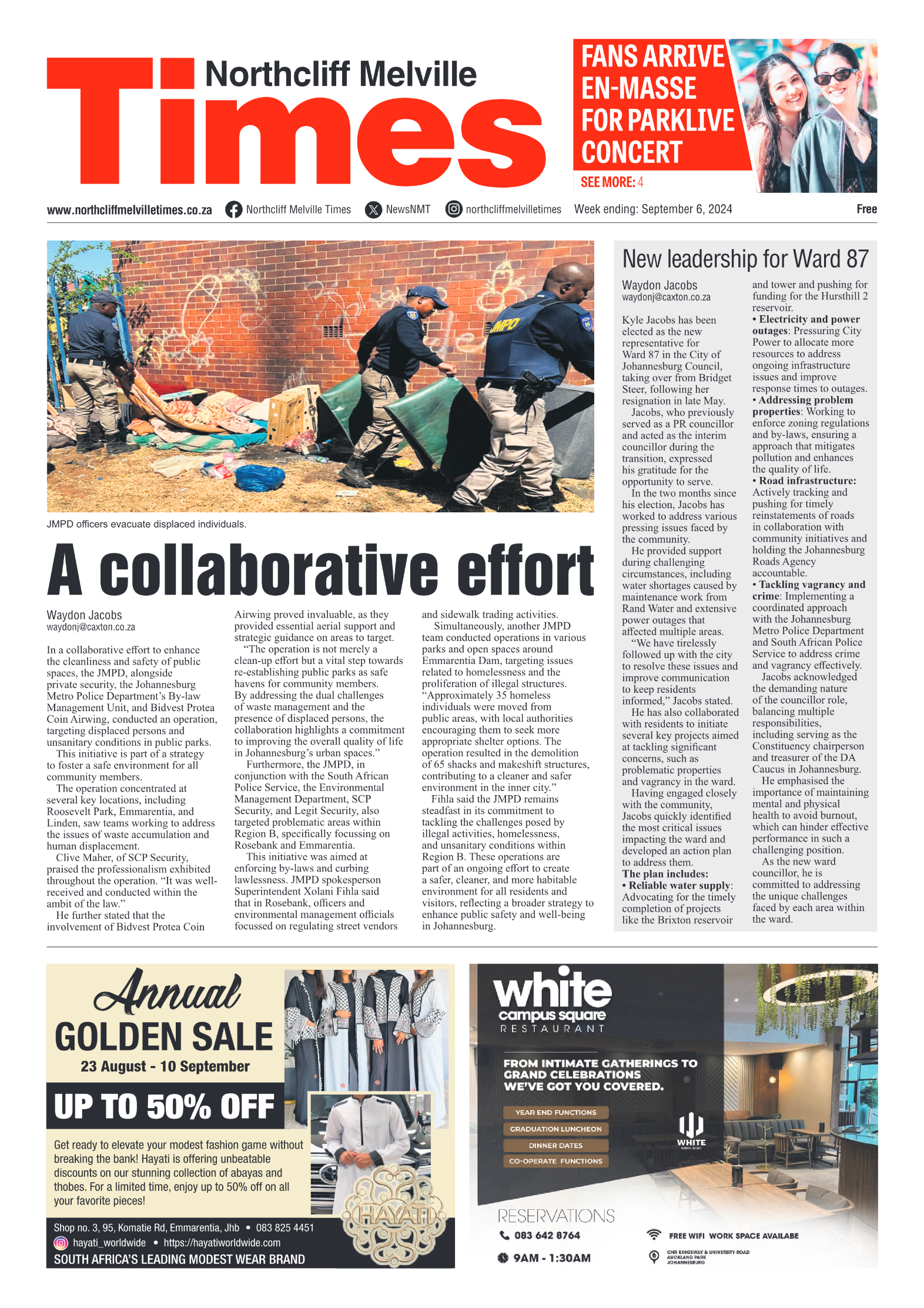 Northcliff Melville Times 6 September 2024 page 1