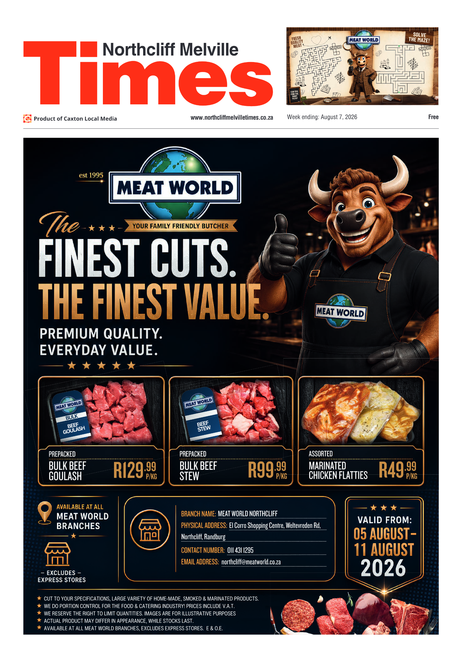 Northcliff Melville Times 7 August 2026 page 1