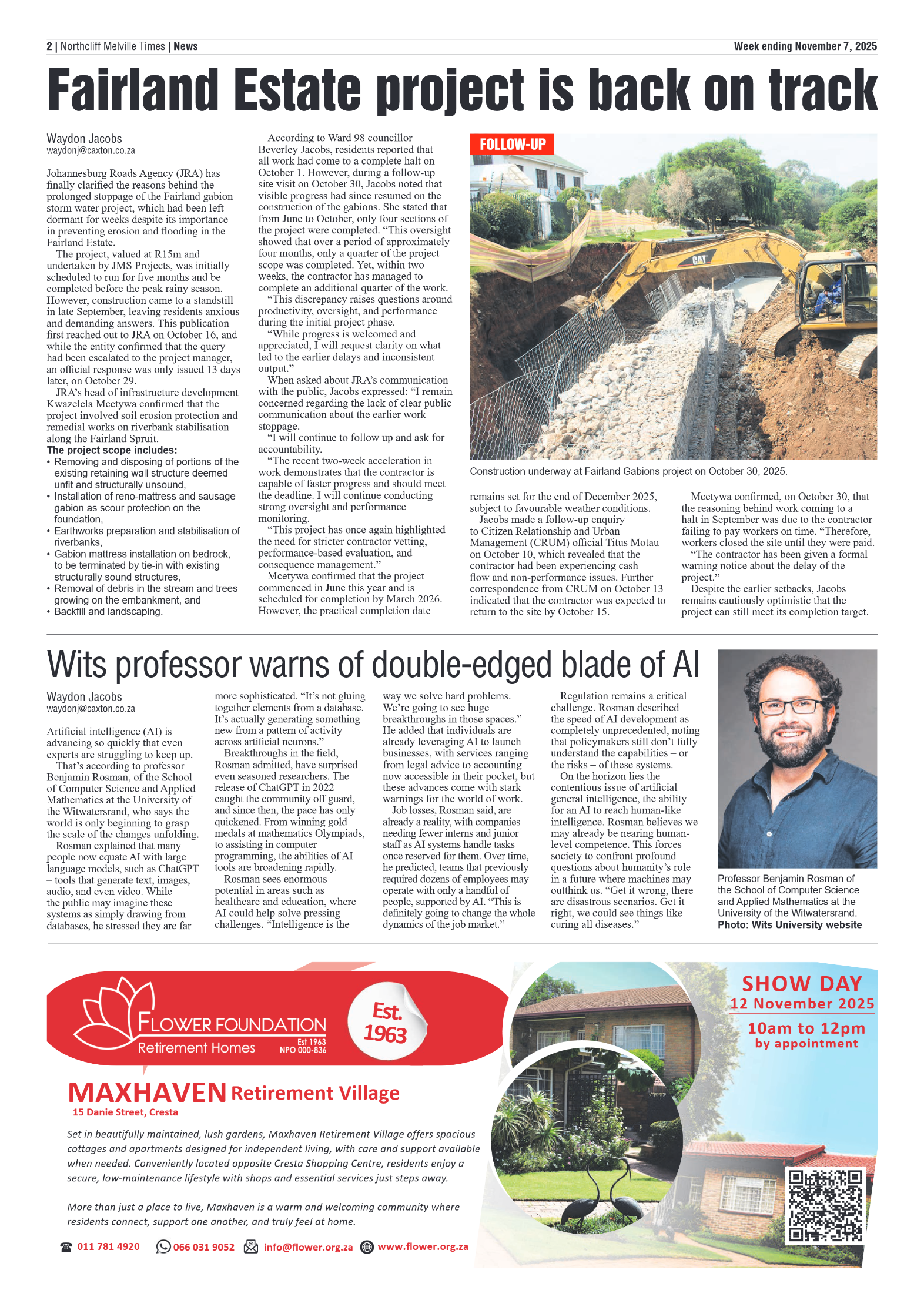 Northcliff Melville Times 7 November 2025 page 2