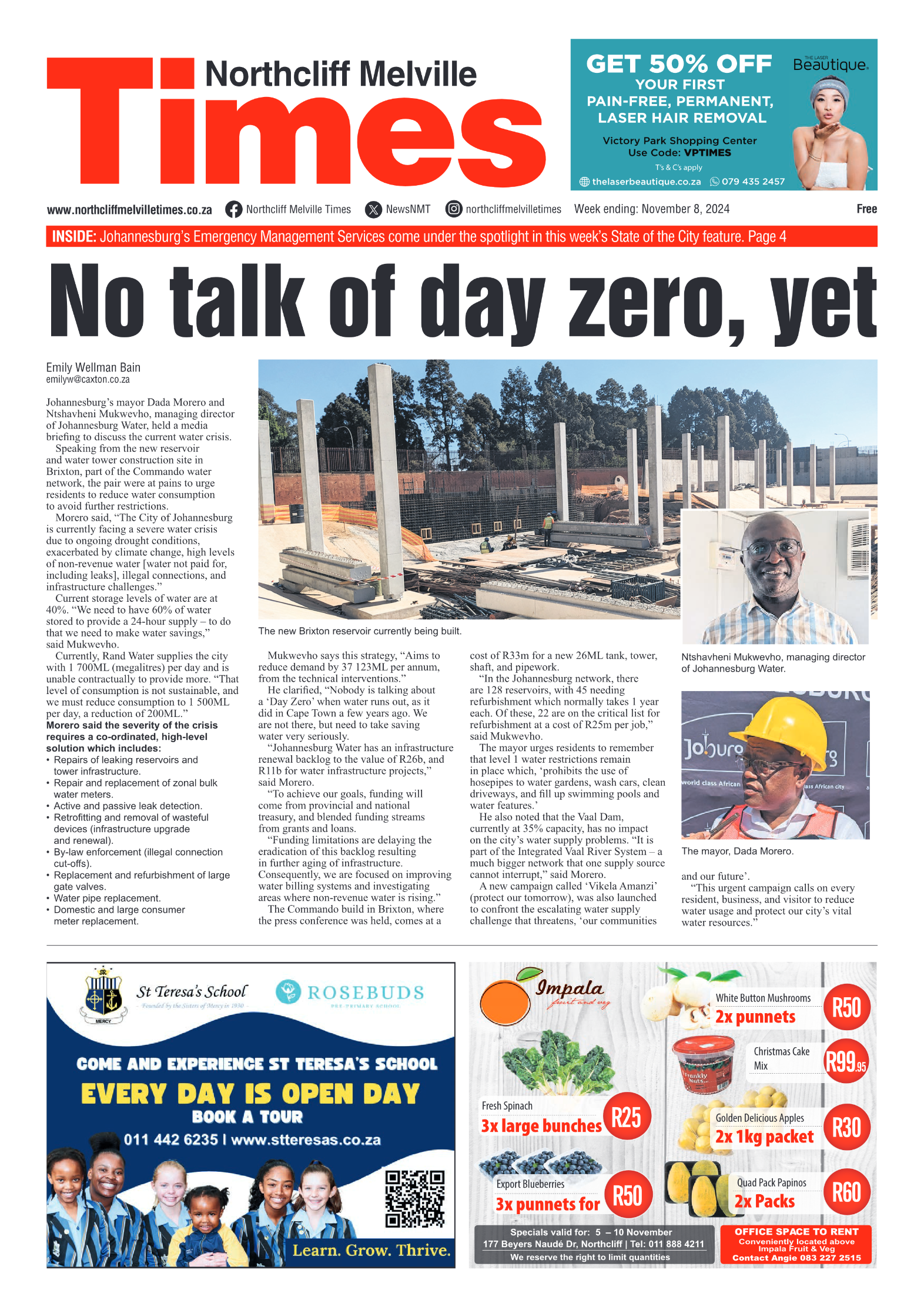 Northcliff Melville Times 8 November 2024 page 1