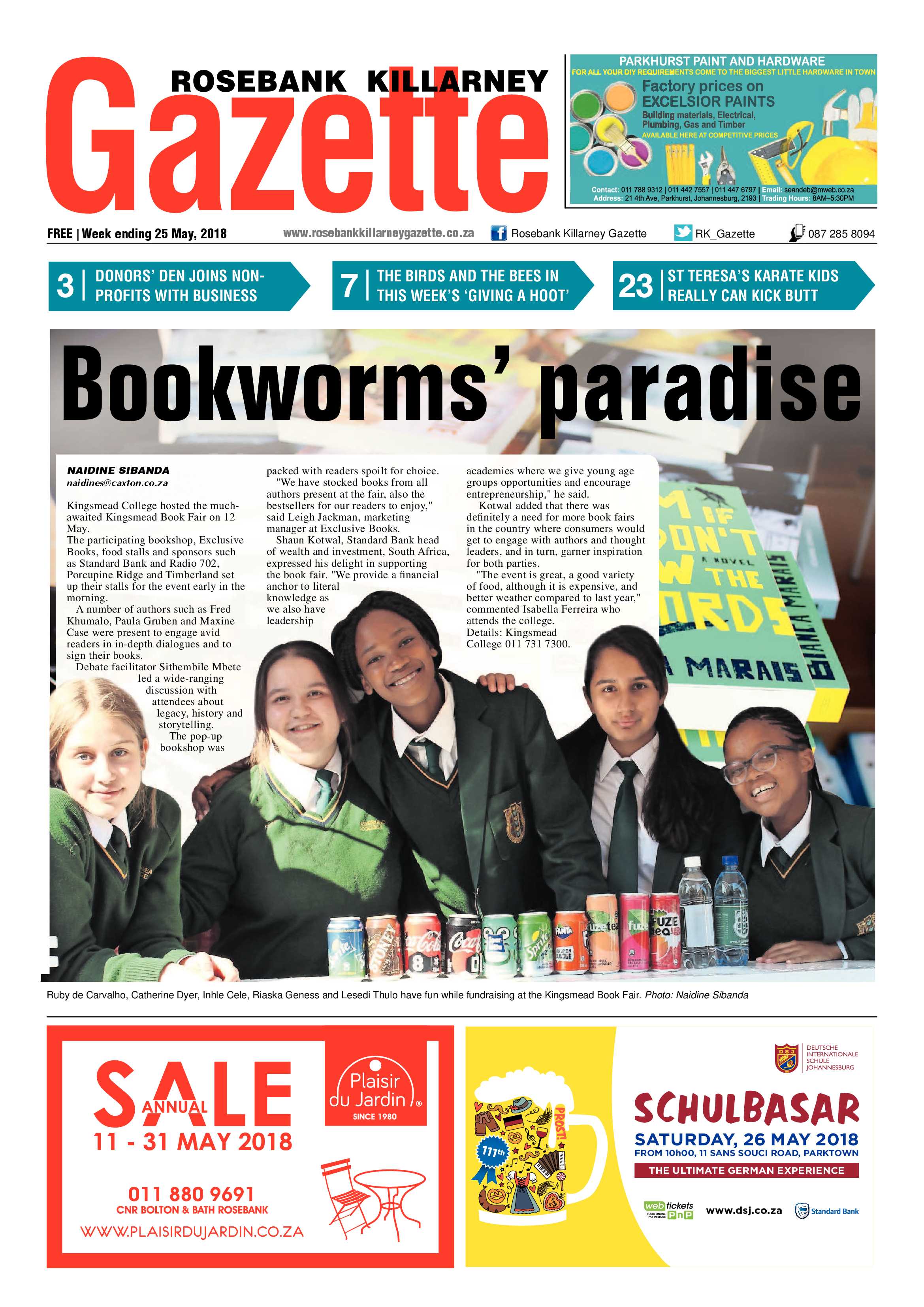 Rosebank Killarney Gazette 25 May 2018 page 1