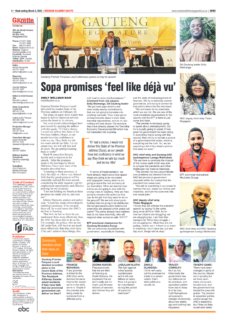 Rosebank Killarney Gazette 3 March 2023 page 4