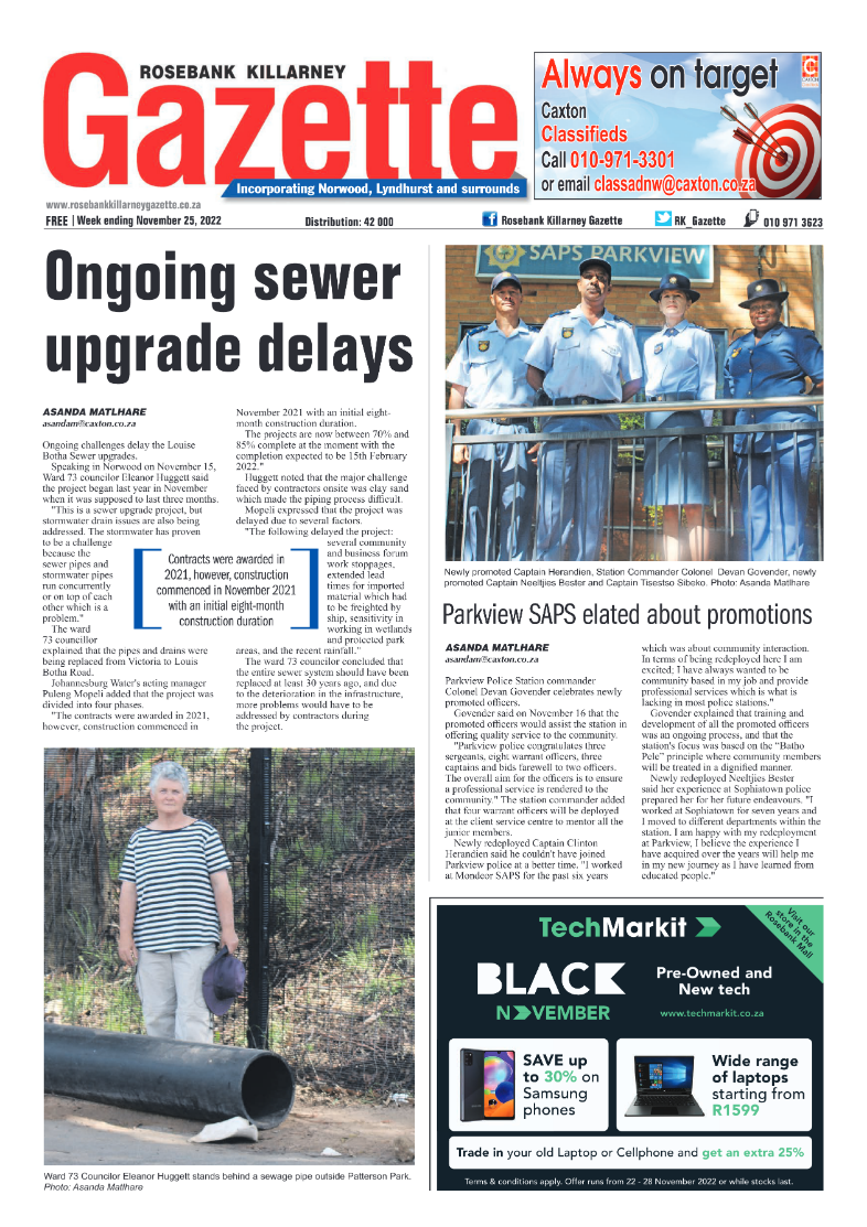 Rosebank Killarney Gazette Nov 25 2022 page 1