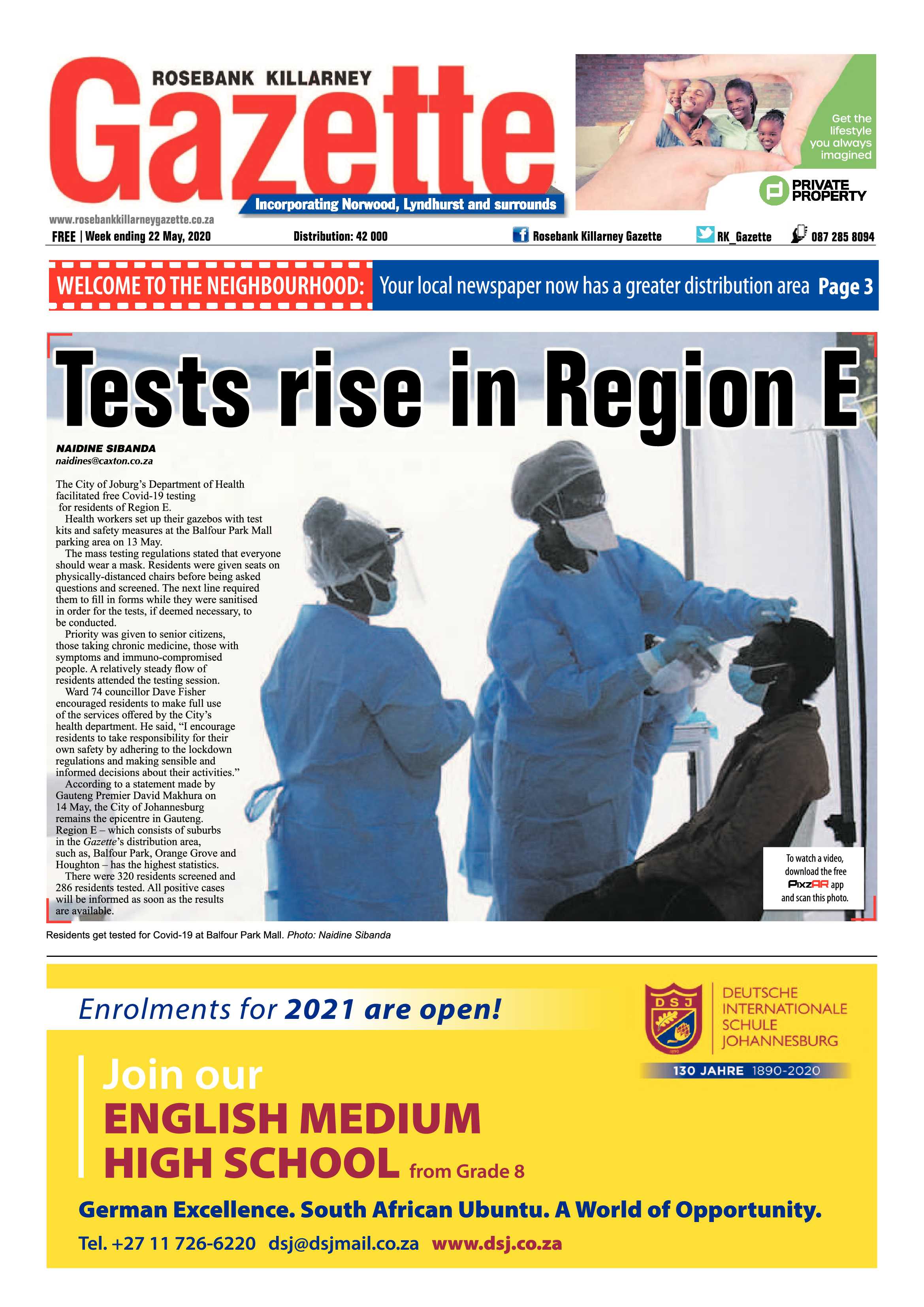 Rosebank Killarney Gazette 22 May 2020 page 1