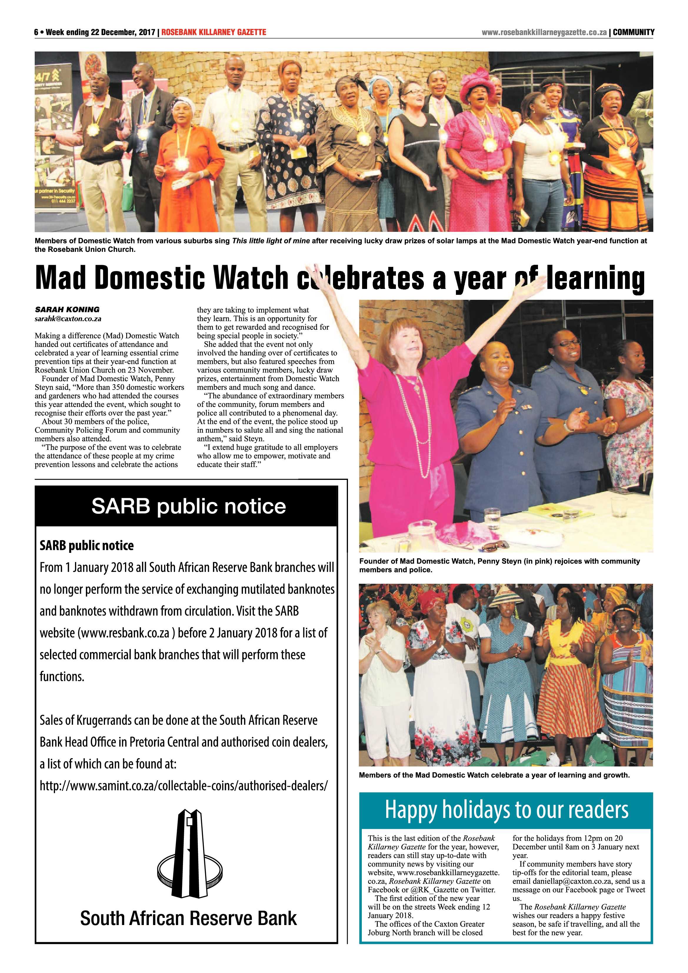 Rosebank Killarney Gazette 22 December, 2017 page 6