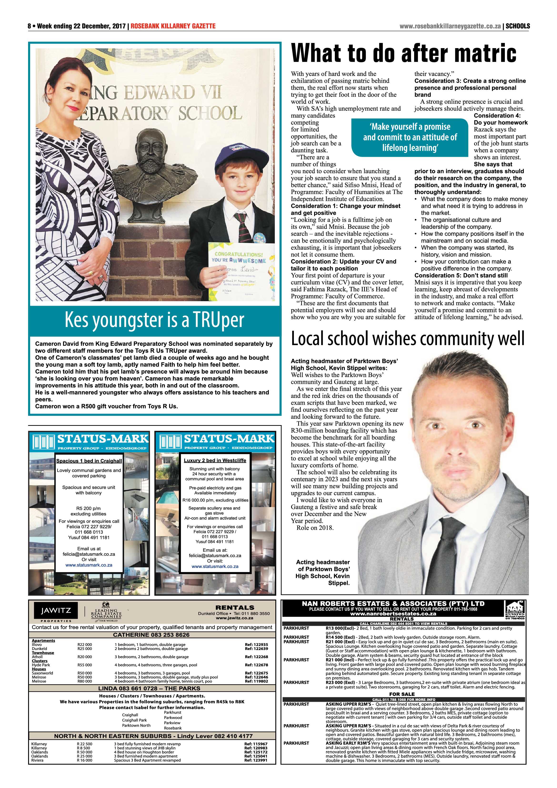 Rosebank Killarney Gazette 22 December, 2017 page 8