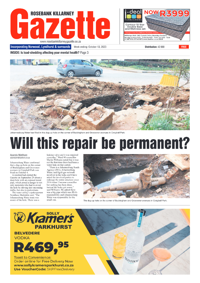 Rosebank Killarney Gazette 13 October 2023 page 1