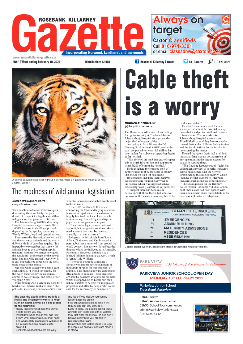 Rosebank KIllarney Gazette 10 Feb 2023 page 1