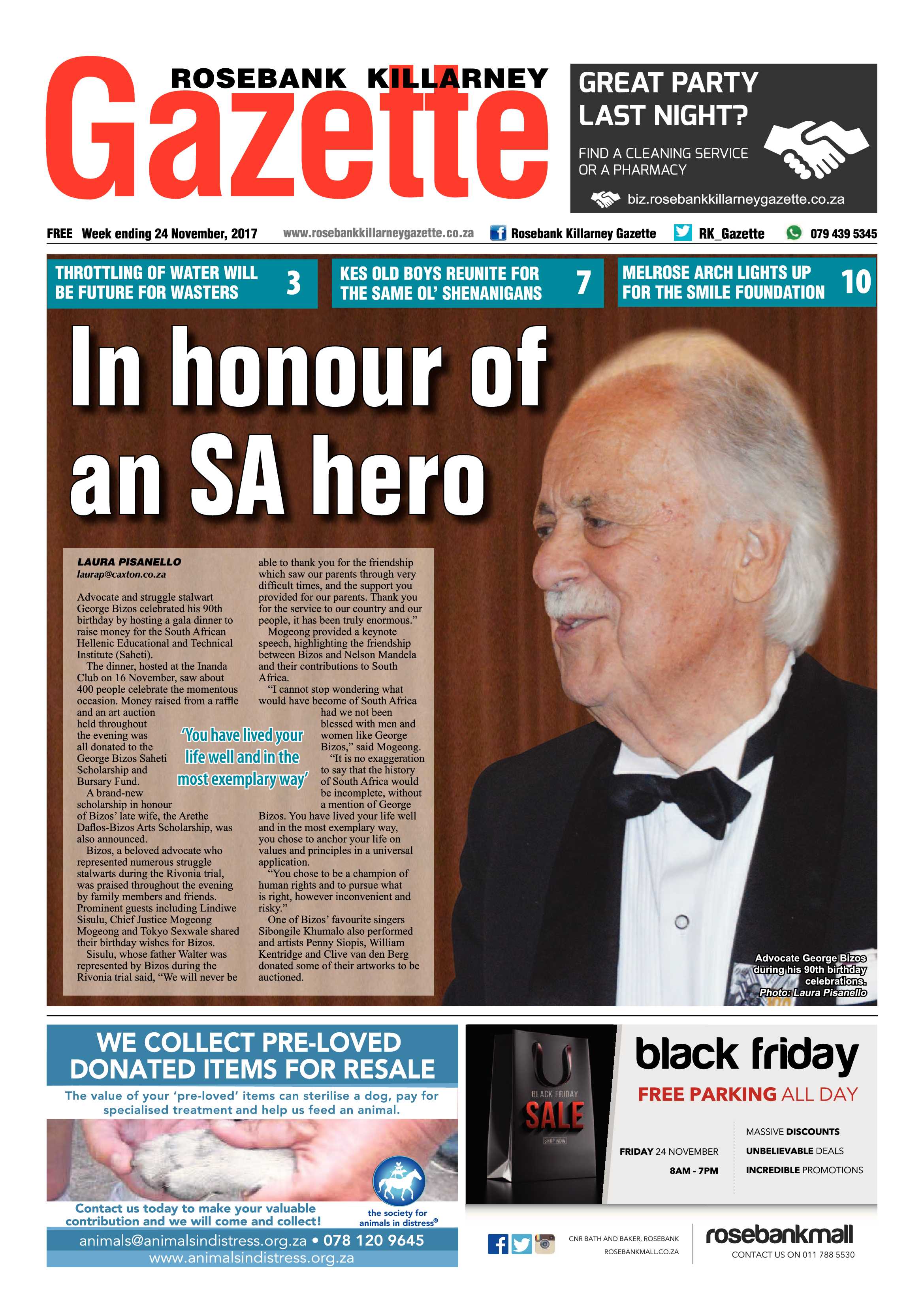 Rosebank Killareny Gazette 24 November, 2017 page 1