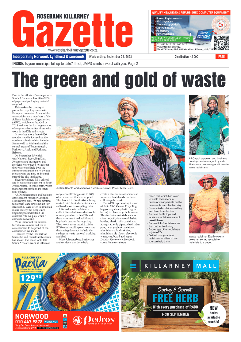 Rosebank Killarney Gazette 22 September 2023 page 1