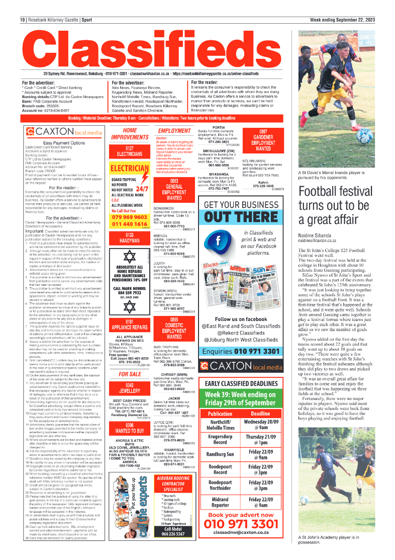 Rosebank Killarney Gazette 22 September 2023 page 10