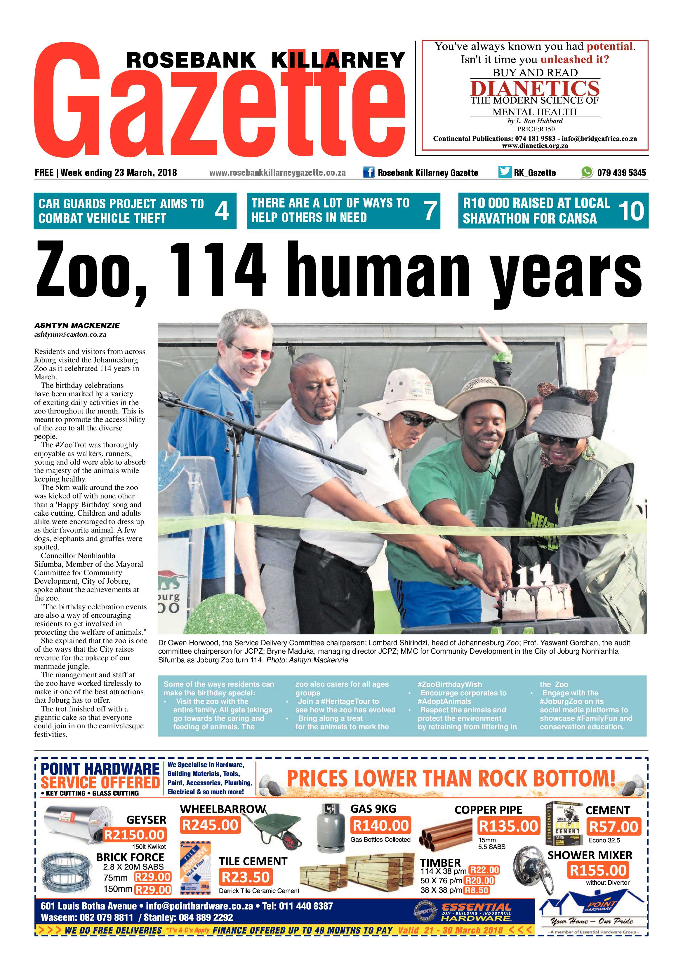 Rosebank Killarney Gazette 23 March 2018 page 1