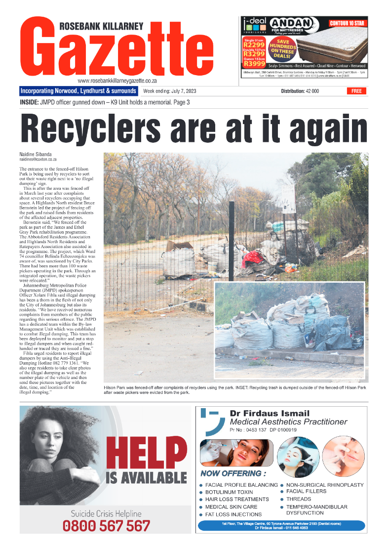 Rosebank Killarney Gazette 7 July 2023 page 1