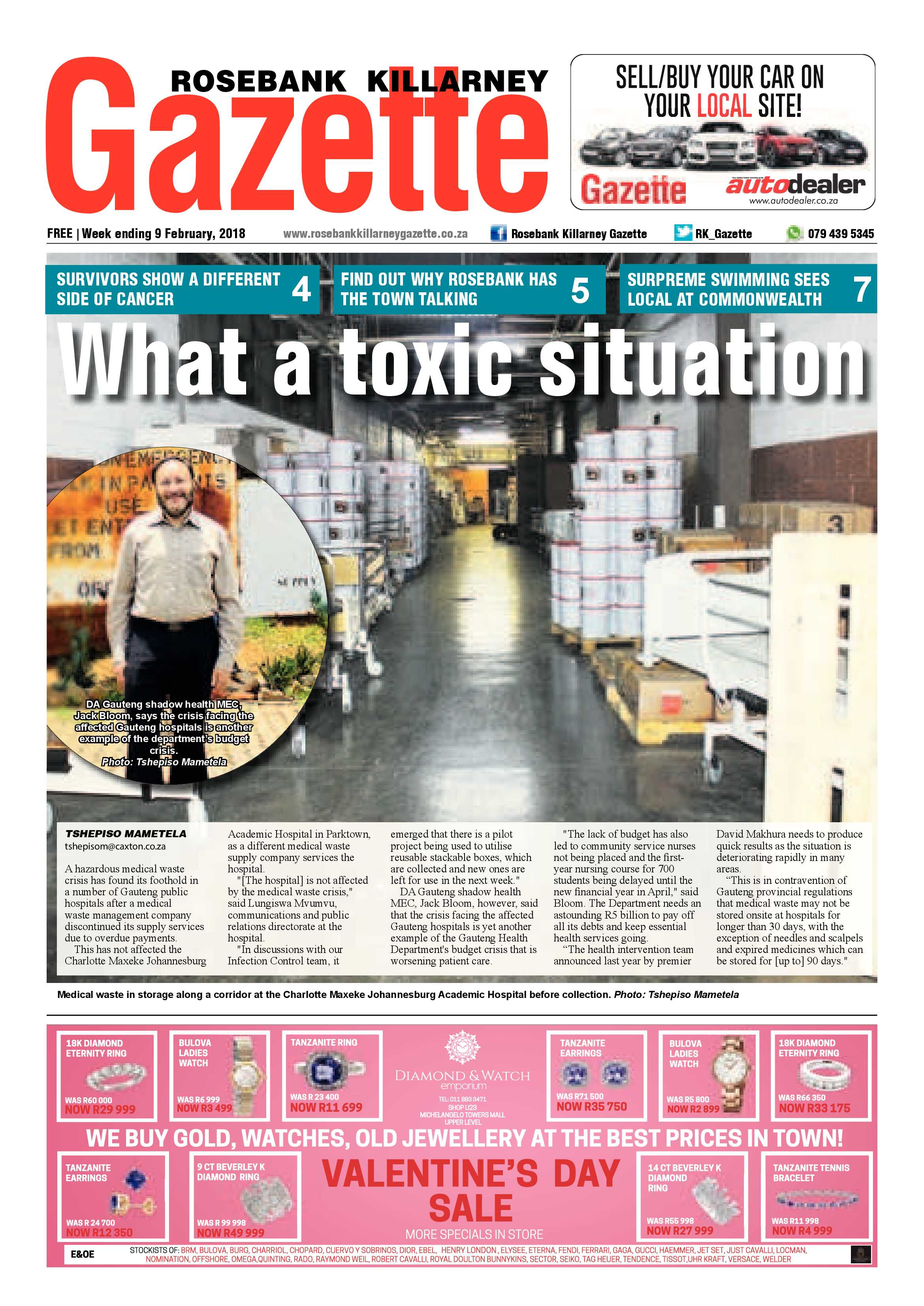 Rosebank Killarney Gazette 9 Feb 2018 page 1