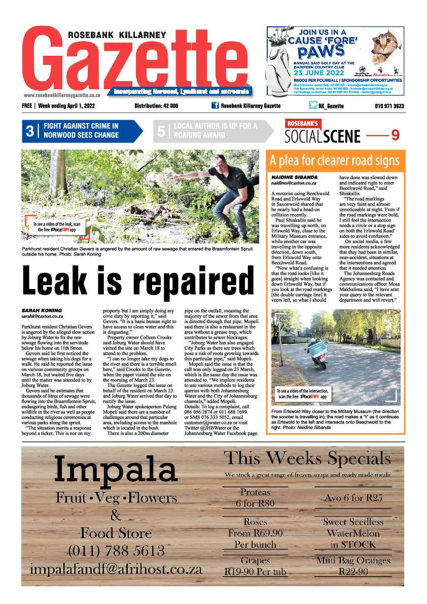 Rosebank Killarney Gazette 01 April 2022 page 1