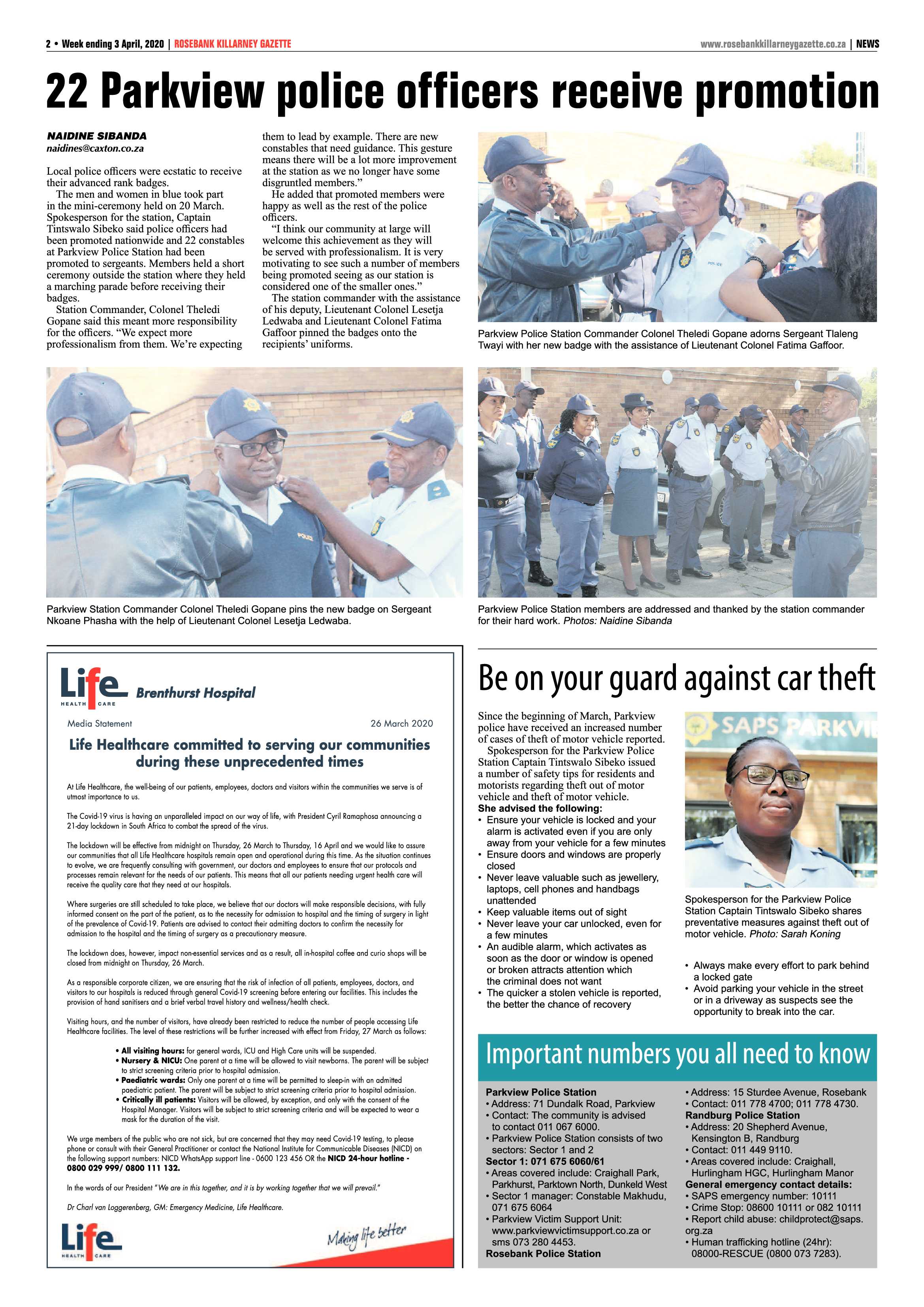 Rosebank Killarney Gazette 03 April 2020 page 2